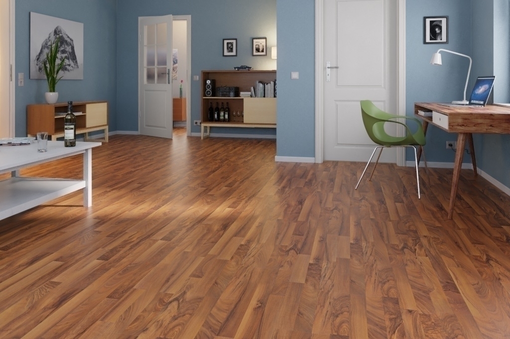 Bodenkomplettset Amerikanisch Nussbaum Schiffsboden Light Laminat Interio