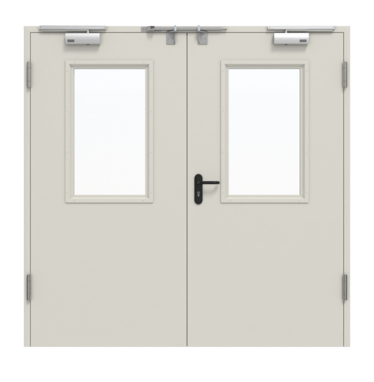 Frontansicht von Innentür-Set 2-flg Stahl mit Feuerschutzfunktion STU/STS T90-2 mit LA-B2 inkl. 2-schaliger Umfassungszarge - Hörmann