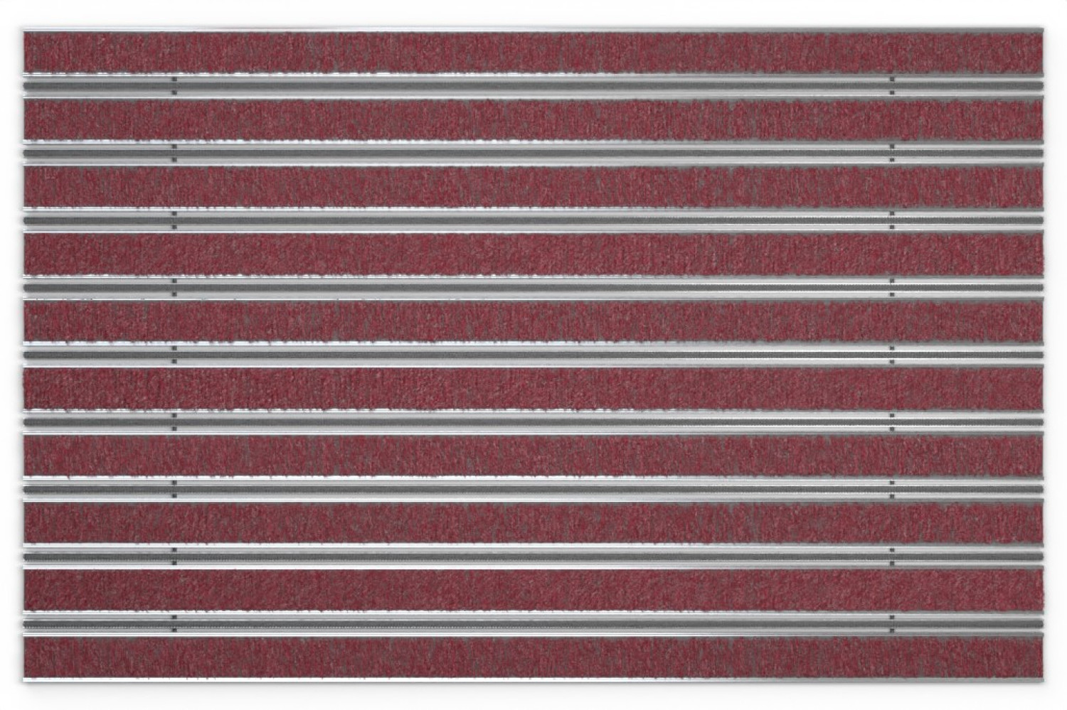 Top-Ansicht von Aluprofilmatte ROYAL Rips T09PP rot / Minibürste MB02 grau - Entrada