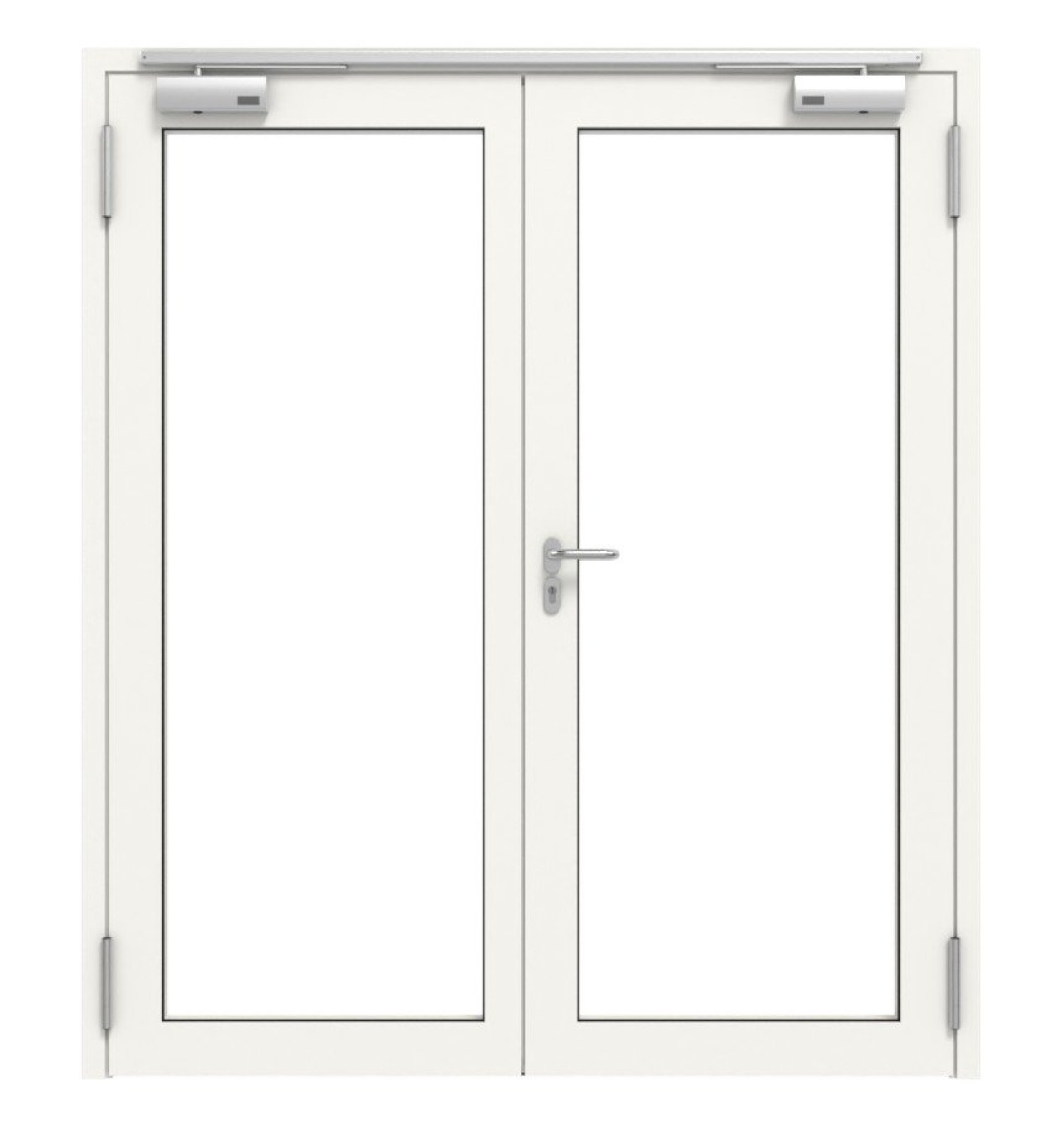 Frontansicht von TECKENTRUP Innentür-Set 2-flg. Aluminium Rohrrahmentür T30 FireStop ADS90 Schüco mit Lichtausschnitt LA-01 inkl. Blockzarge