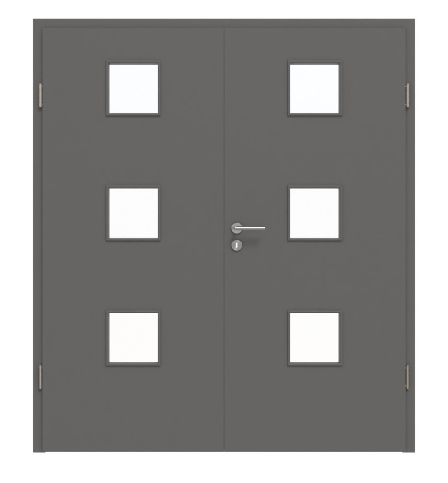 HÖRMANN Doppelflügeltür Staubgrau RAL 7037 Duradecor ProLine mit Lichtausschnitt LA 10 mit Zarge