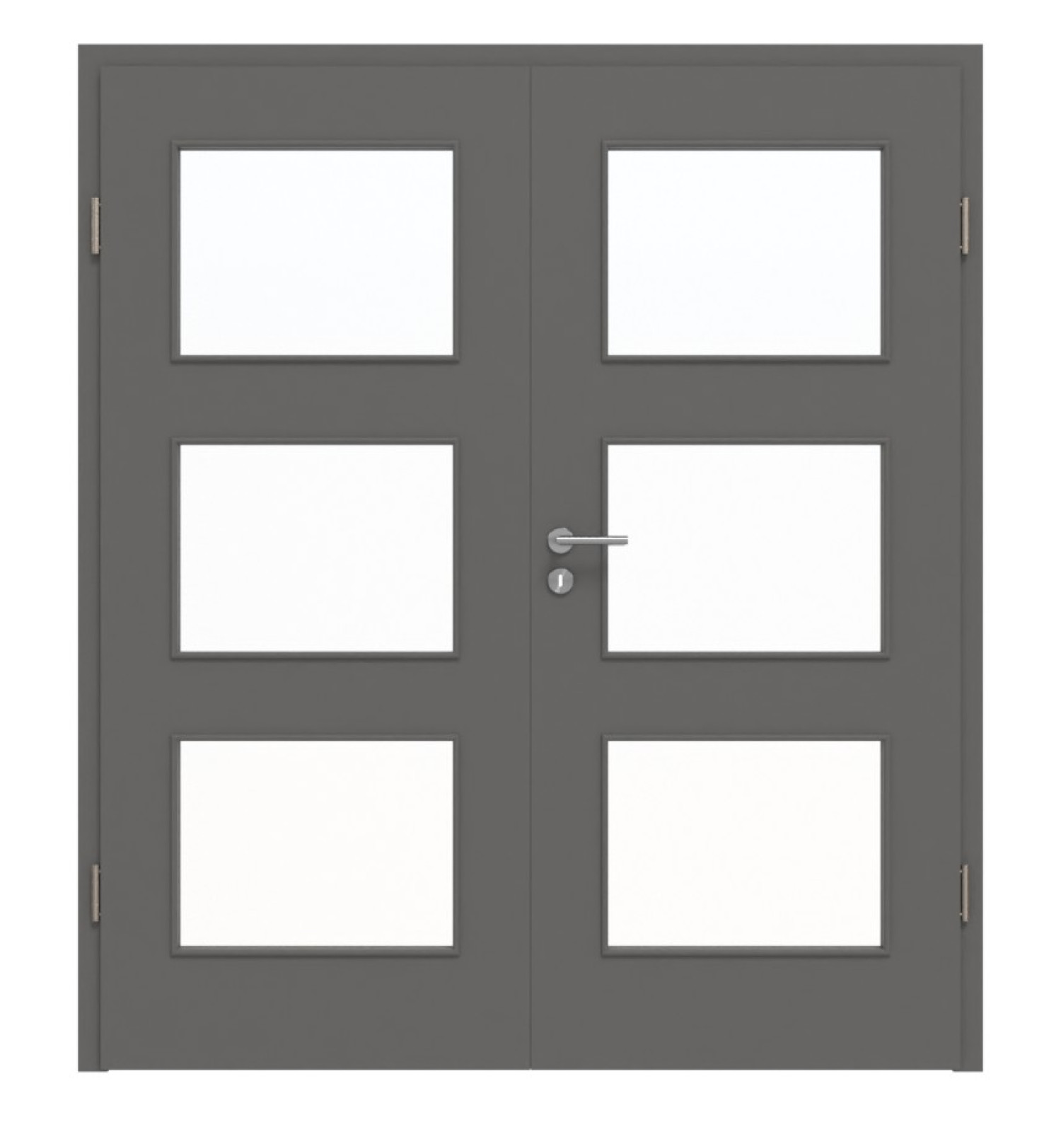 HÖRMANN Doppelflügeltür Staubgrau RAL 7037 Duradecor ProLine mit Lichtausschnitt LA 11 mit Zarge
