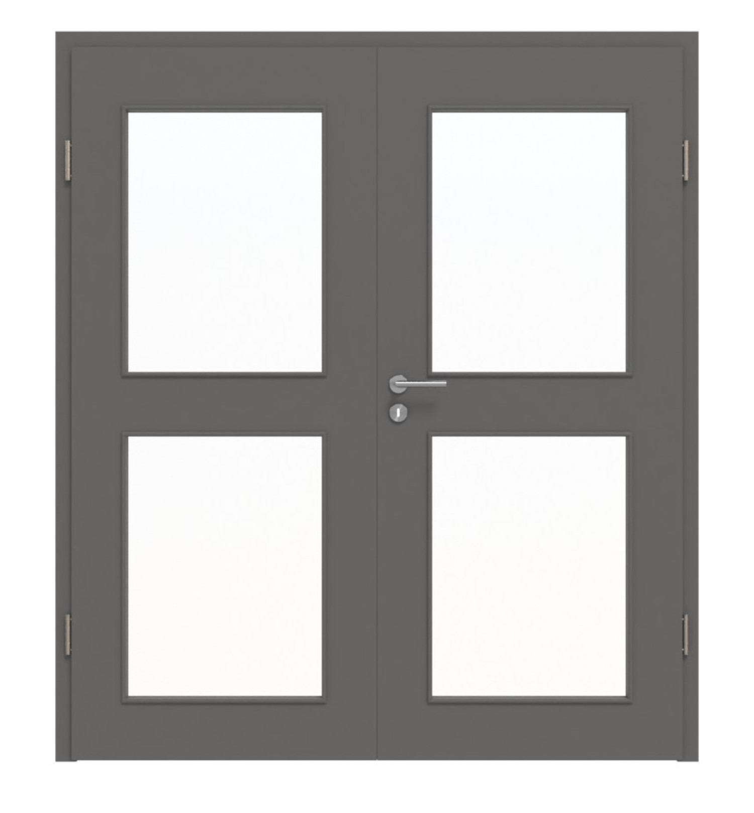 HÖRMANN Doppelflügeltür Staubgrau RAL 7037 Duradecor ProLine mit Lichtausschnitt LA 12 mit Zarge