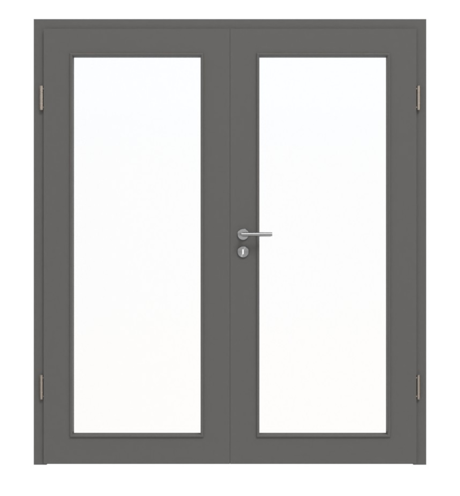 HÖRMANN Doppelflügeltür Staubgrau RAL 7037 Duradecor ProLine mit Lichtausschnitt LA 27 mit Zarge