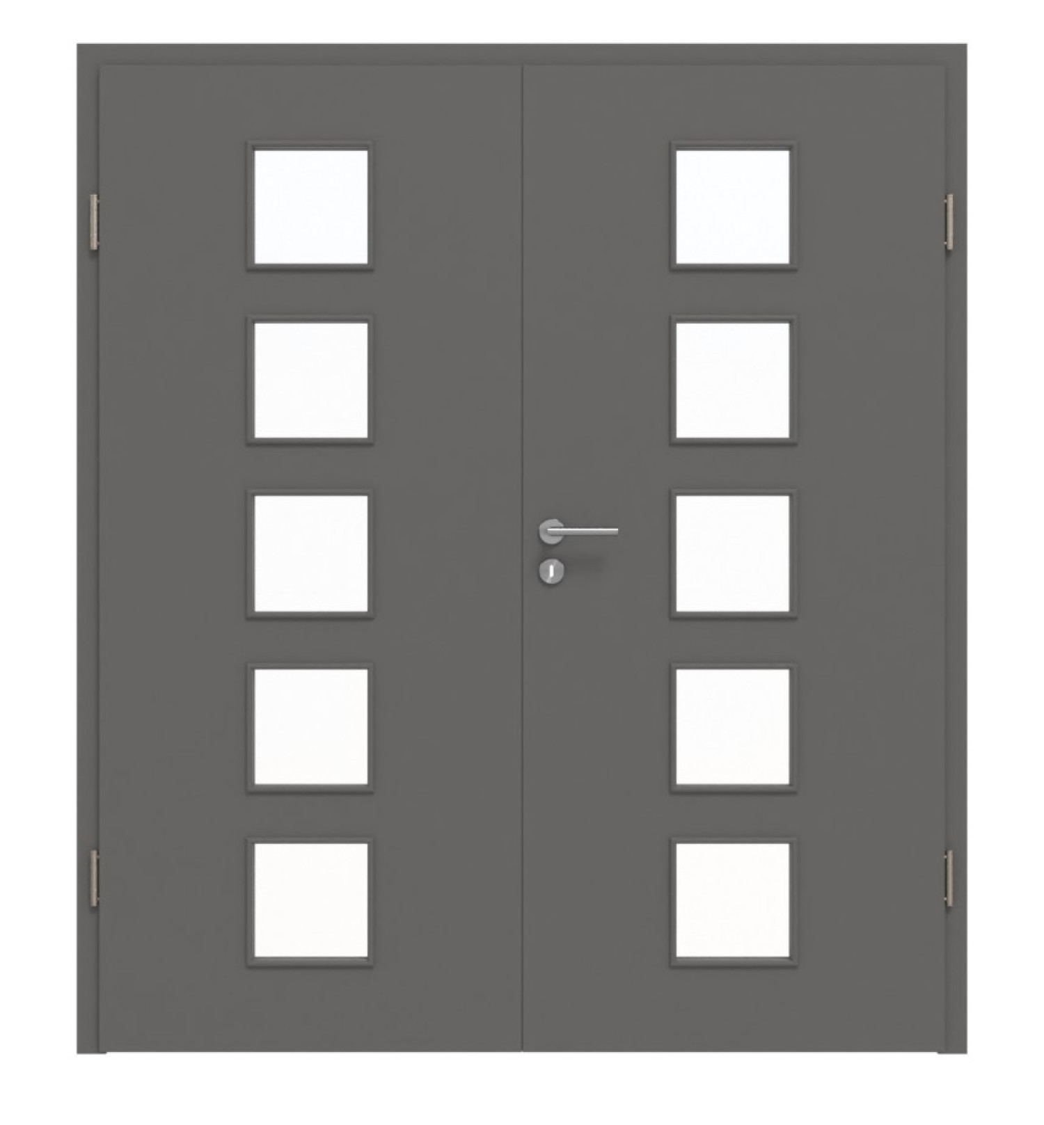 HÖRMANN Doppelflügeltür Staubgrau RAL 7037 Duradecor ProLine mit Lichtausschnitt LA 5 mit Zarge