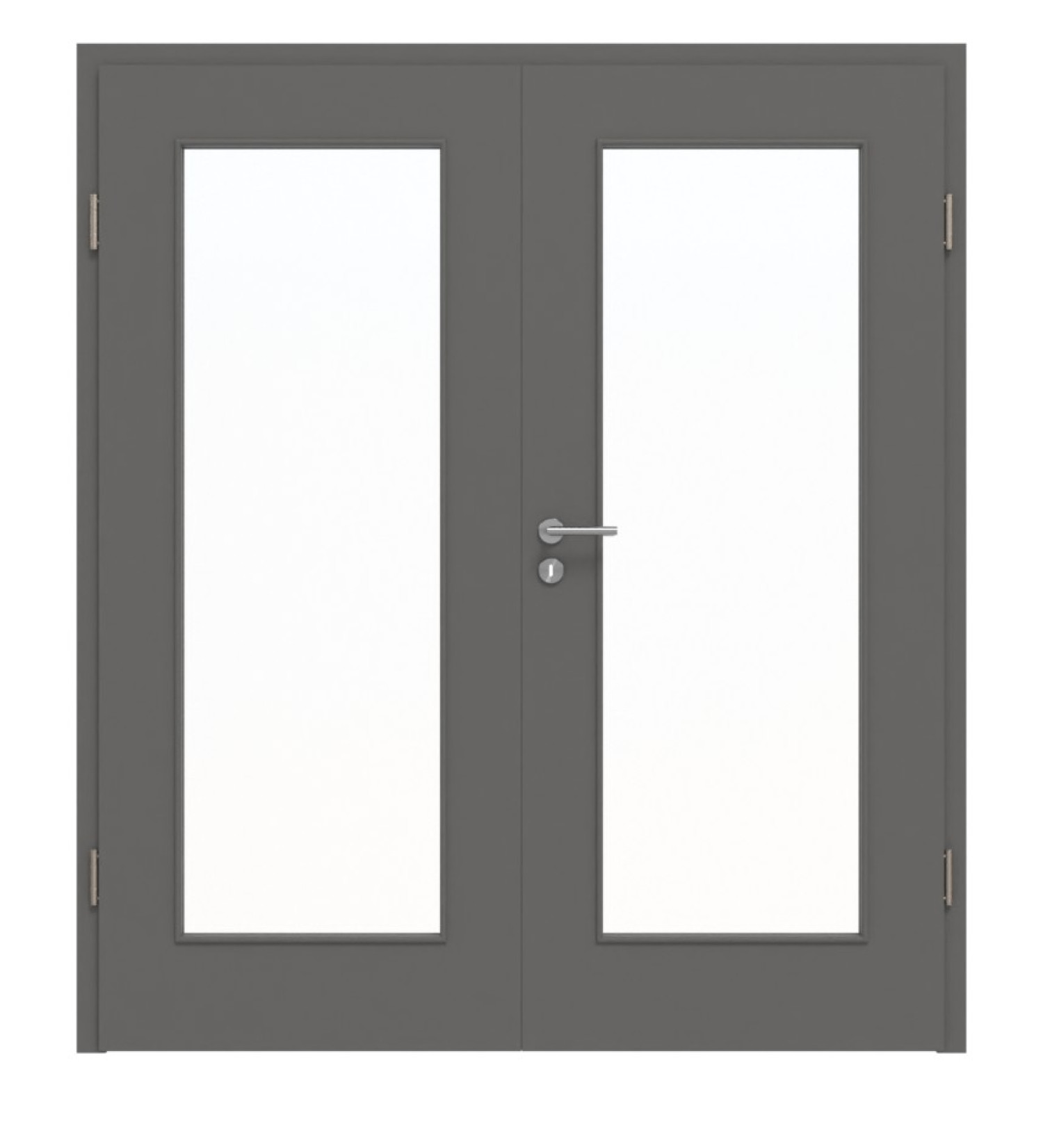 HÖRMANN Doppelflügeltür Staubgrau RAL 7037 Duradecor ProLine mit Lichtausschnitt LA 8 mit Zarge