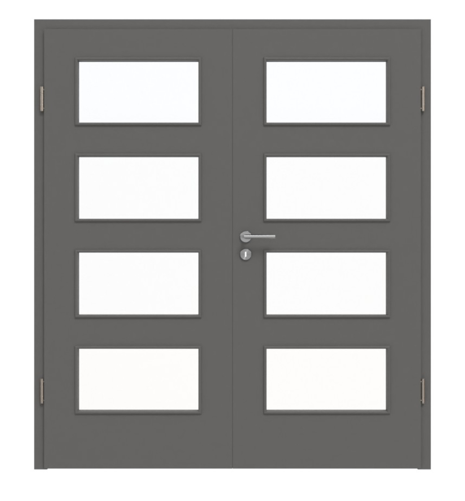 HÖRMANN Doppelflügeltür Staubgrau RAL 7037 Duradecor ProLine mit Lichtausschnitt LA 9 mit Zarge