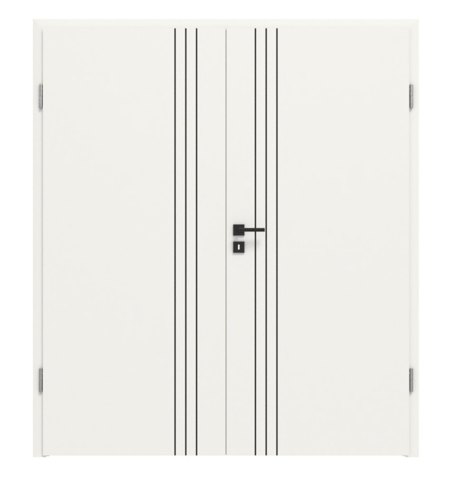 Doppelflügeltür Linea Black 01 Weißlack RAL 9016 mit Zarge