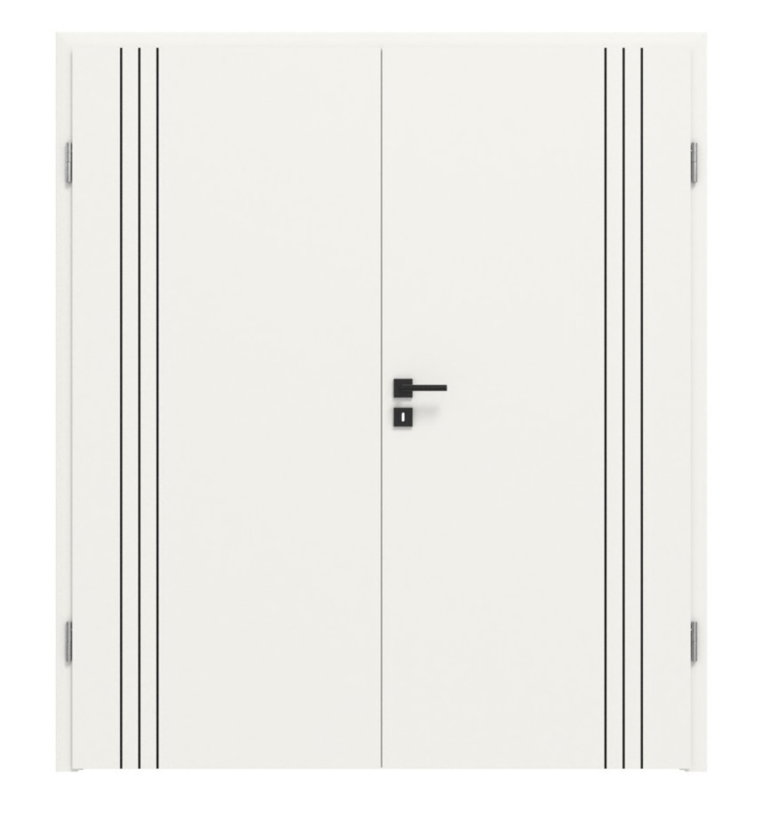 Doppelflügeltür Linea Black 02 Weißlack RAL 9016 mit Zarge