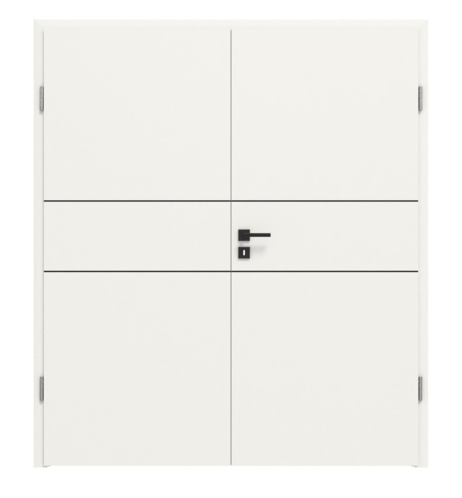 Doppelflügeltür Linea Black 04 Weißlack RAL 9016 mit Zarge