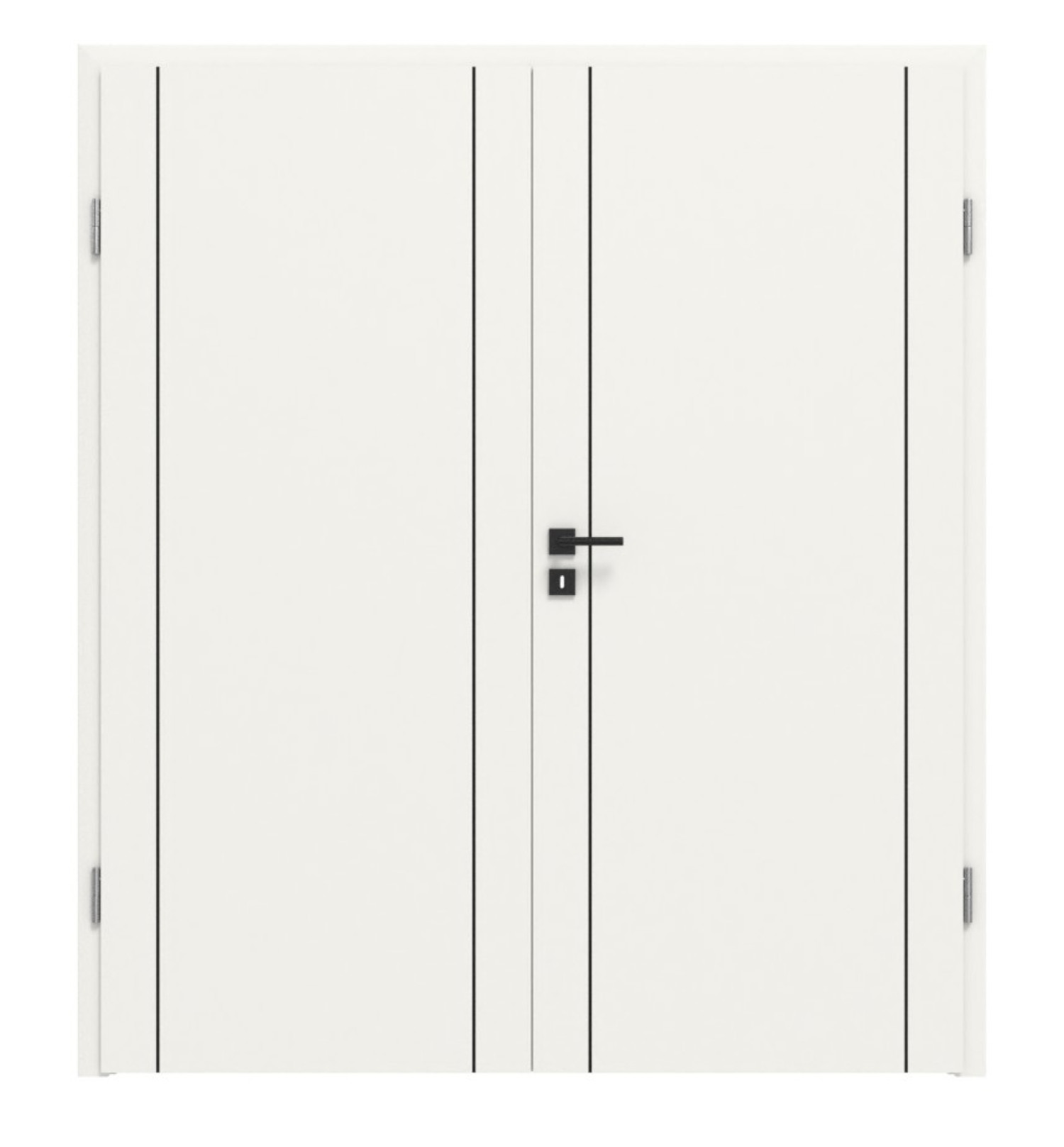 Doppelflügeltür Linea Black 08 Weißlack RAL 9016 mit Zarge