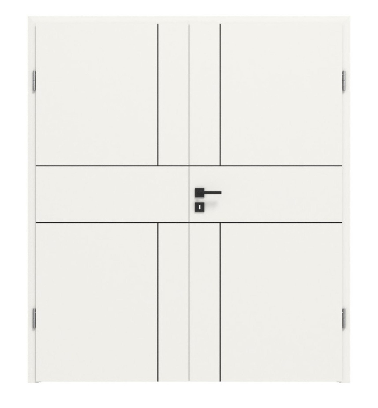 Doppelflügeltür Linea Black M41 Weißlack RAL 9016 mit Zarge