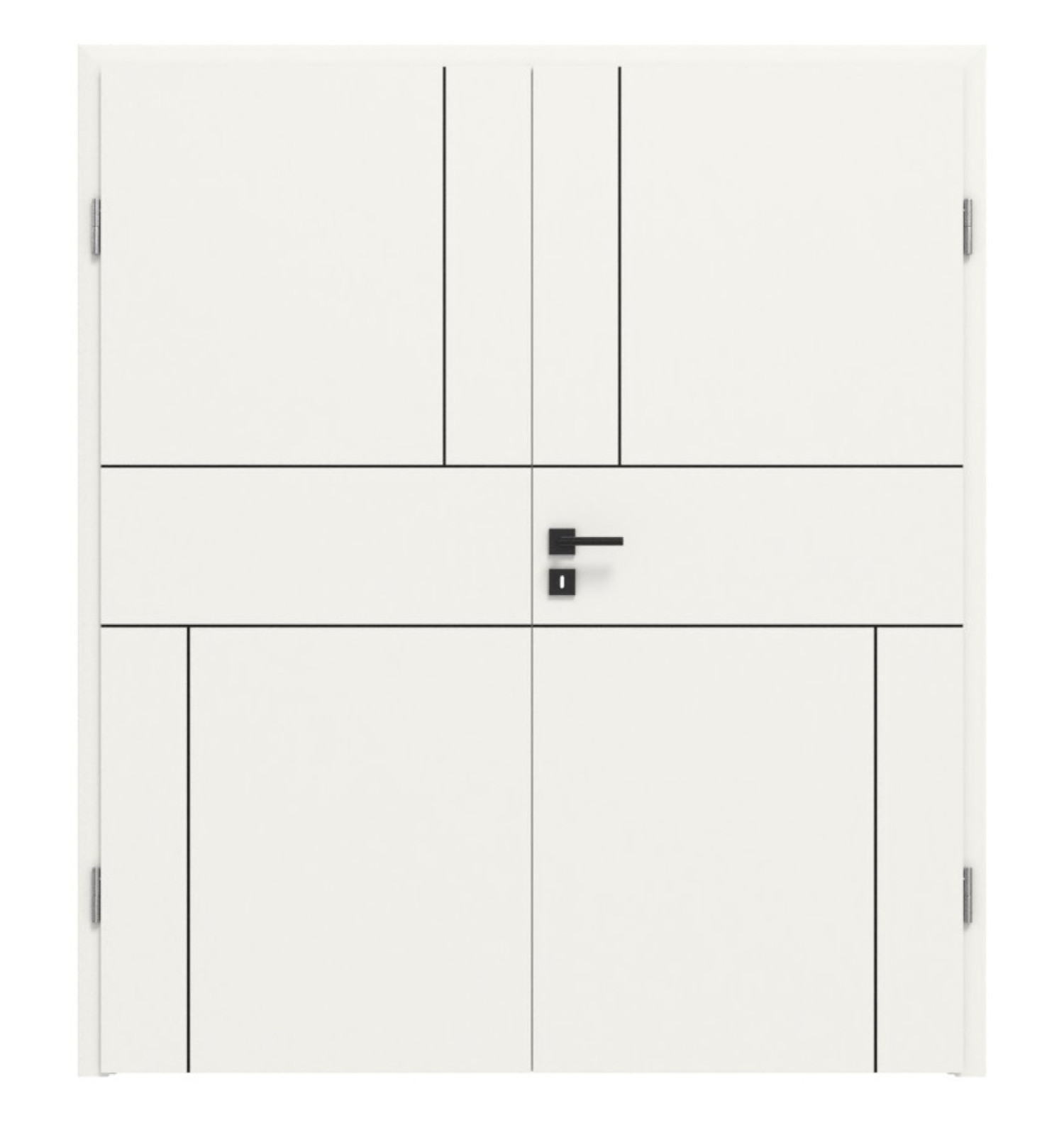 Doppelflügeltür Linea Black M42 Weißlack RAL 9016 mit Zarge