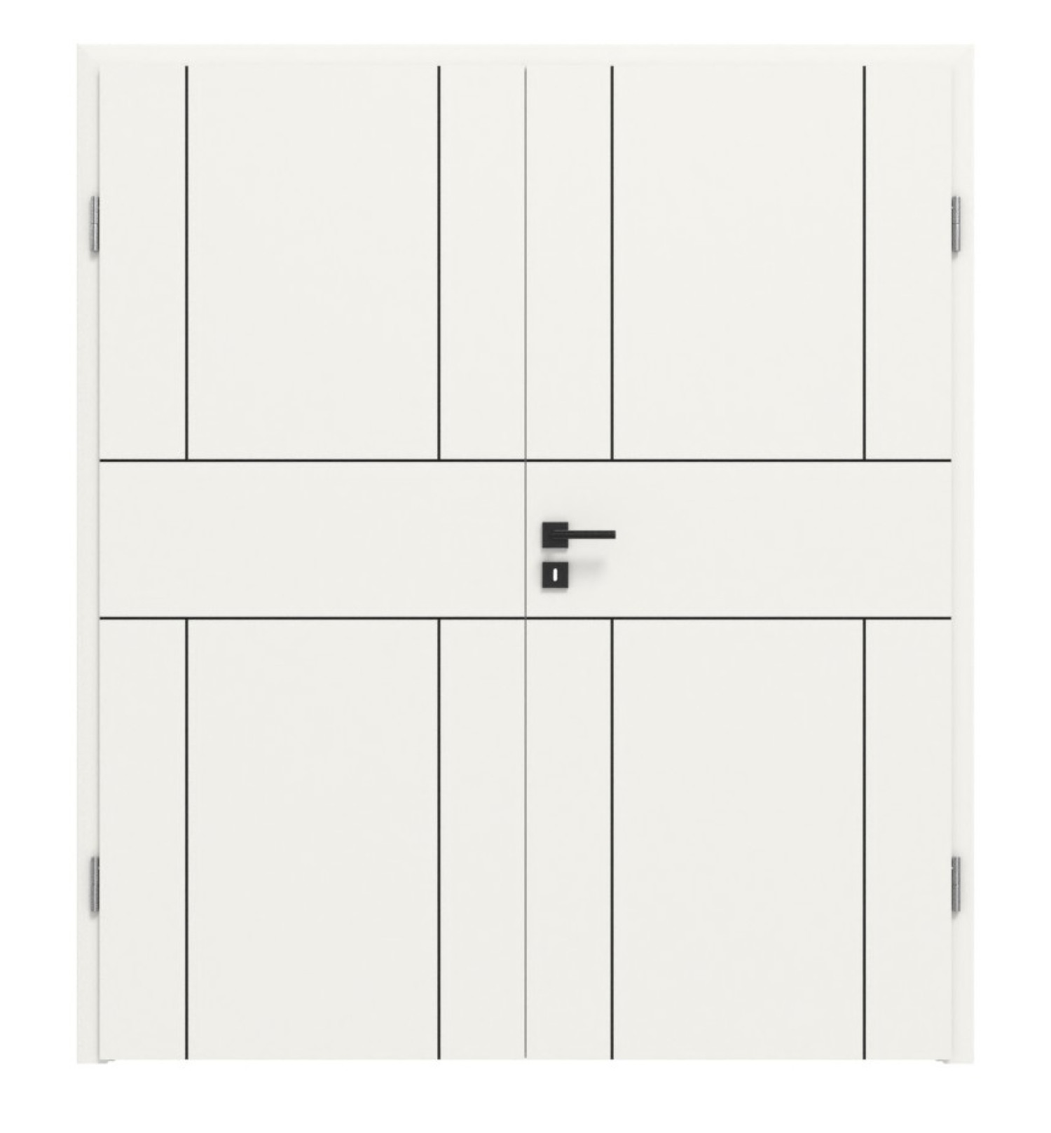 Doppelflügeltür Linea Black M43 Weißlack RAL 9016 mit Zarge