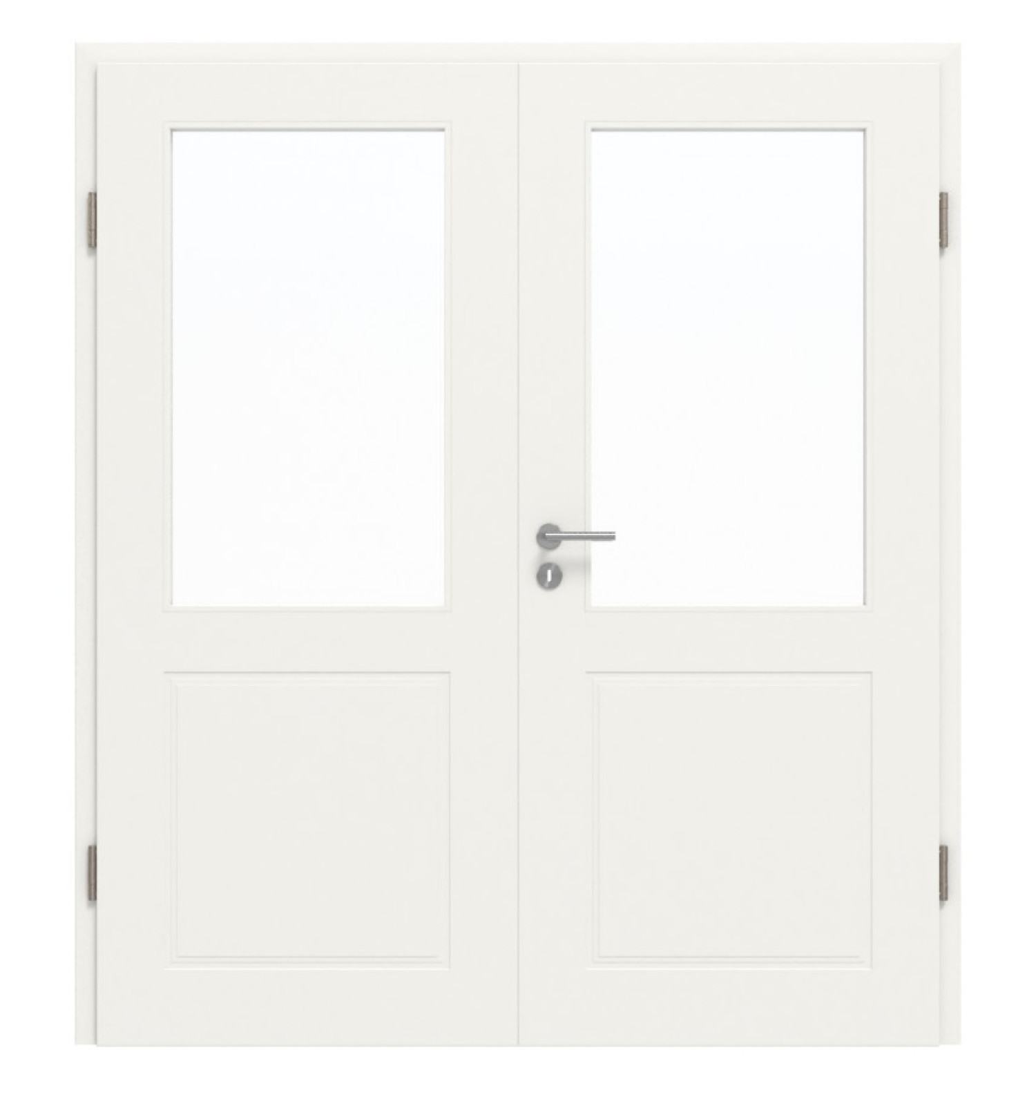 JELD-WEN Doppelflügeltür Contour 2F Brillantweiß ähnl. RAL 9016 ExpertLack mit Lichtausschnitt LA-1G mit Zarge