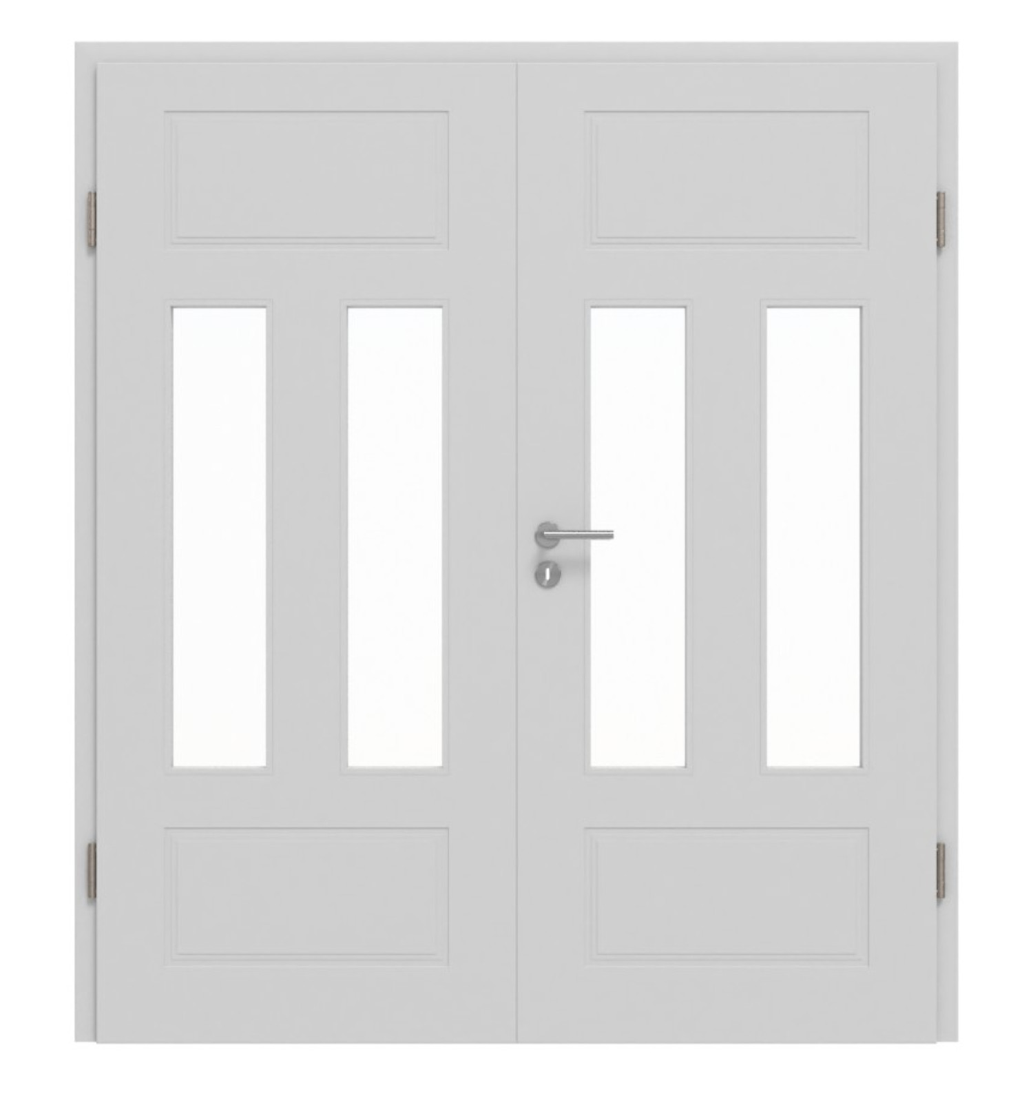 JELD-WEN Doppelflügeltür Contour 4FS Nickelgrau ähnl. RAL 7047 ExpertLack mit Lichtausschnitt LA-2G mit Zarge
