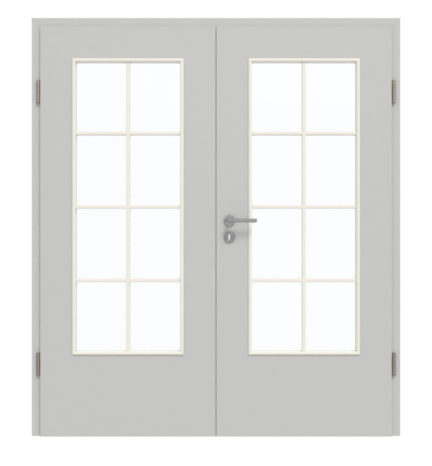 GARANT Doppelflügeltür inkl. Zarge D92-60 Dove Grey Resopal mit Lichtausschnitt LA-DIN Sprosse SP1
