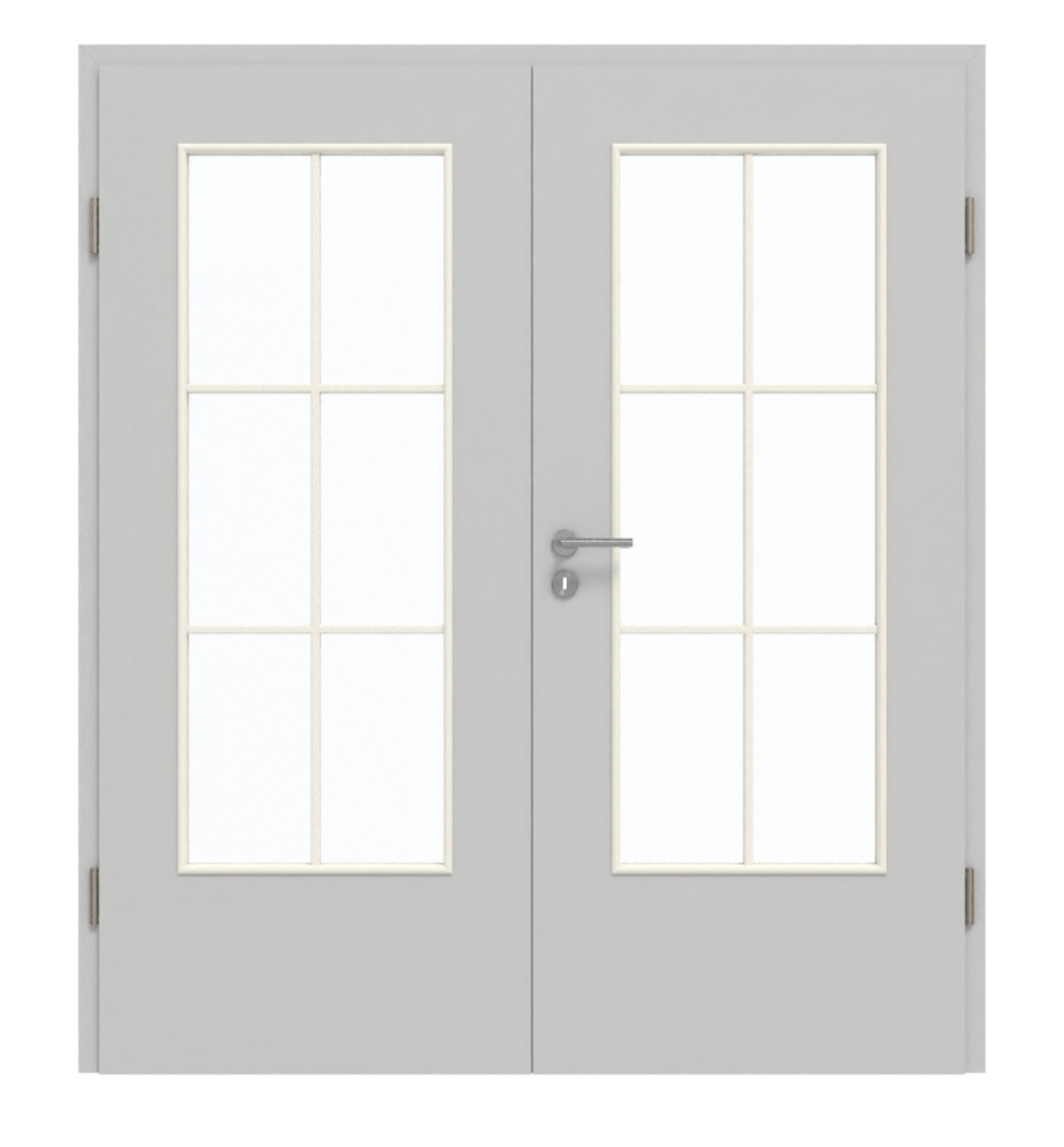 GARANT Doppelflügeltür inkl. Zarge D92-60 Dove Grey Resopal mit Lichtausschnitt LA-DIN Sprosse SP4