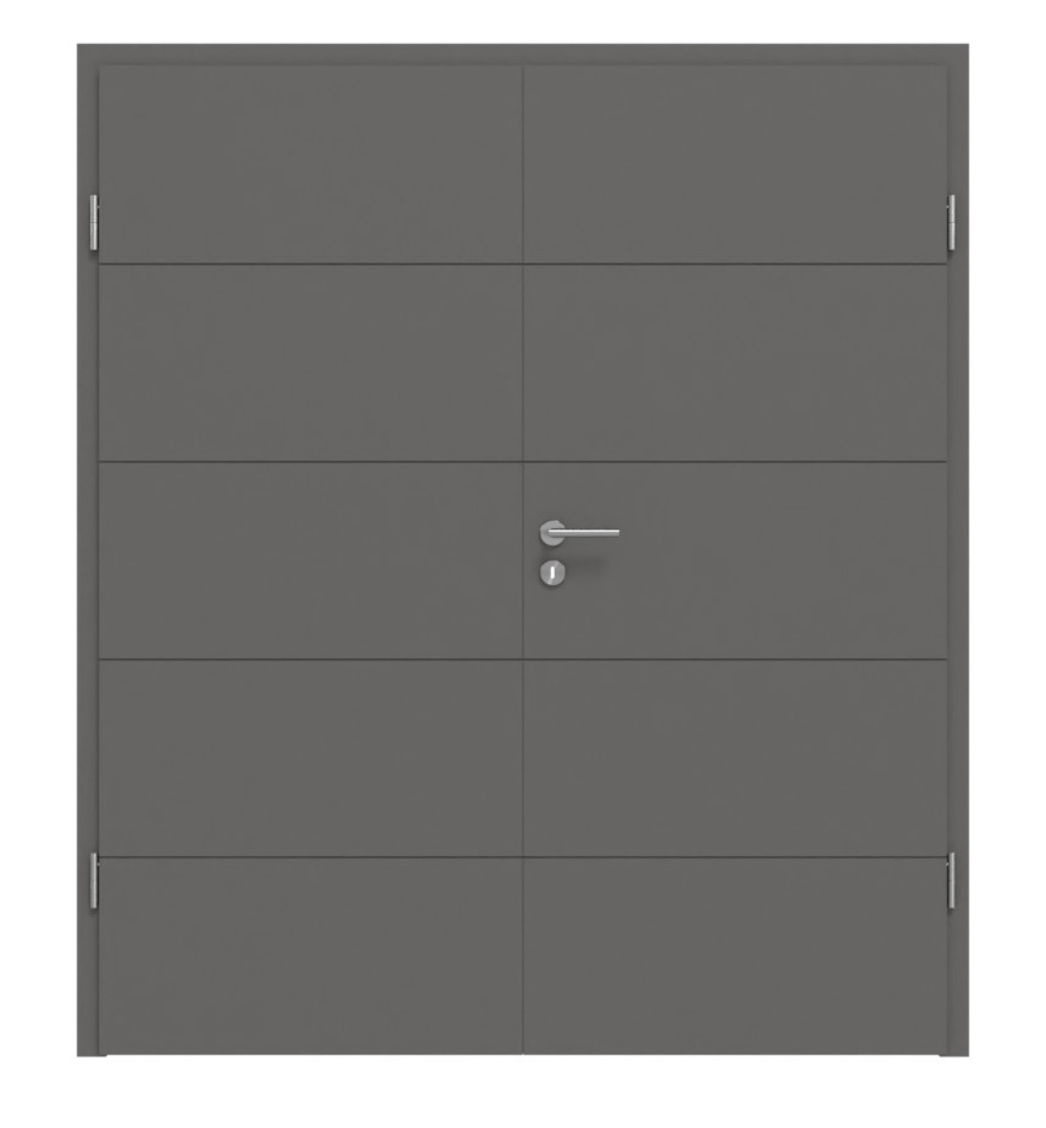 HÖRMANN Doppelflügeltür Groove 15 Staubgrau RAL 7037 Lack DesignLine mit Zarge
