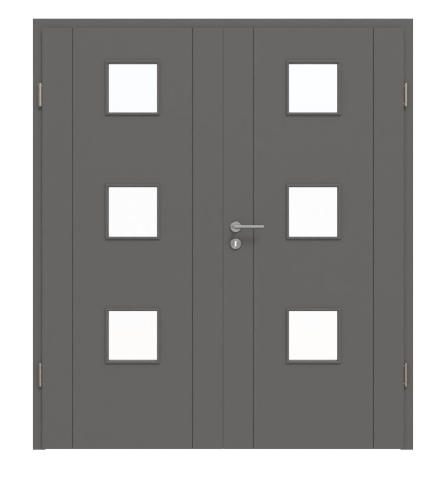 HÖRMANN Doppelflügeltür Groove 16 Staubgrau RAL 7037 Lack DesignLine mit Lichtausschnitt LA 10 mit Zarge