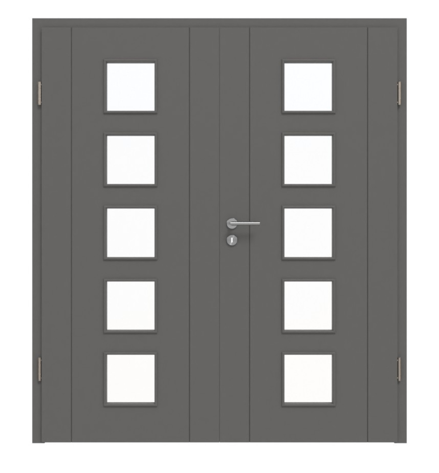 HÖRMANN Doppelflügeltür Groove 16 Staubgrau RAL 7037 Lack DesignLine mit Lichtausschnitt LA 5 mit Zarge