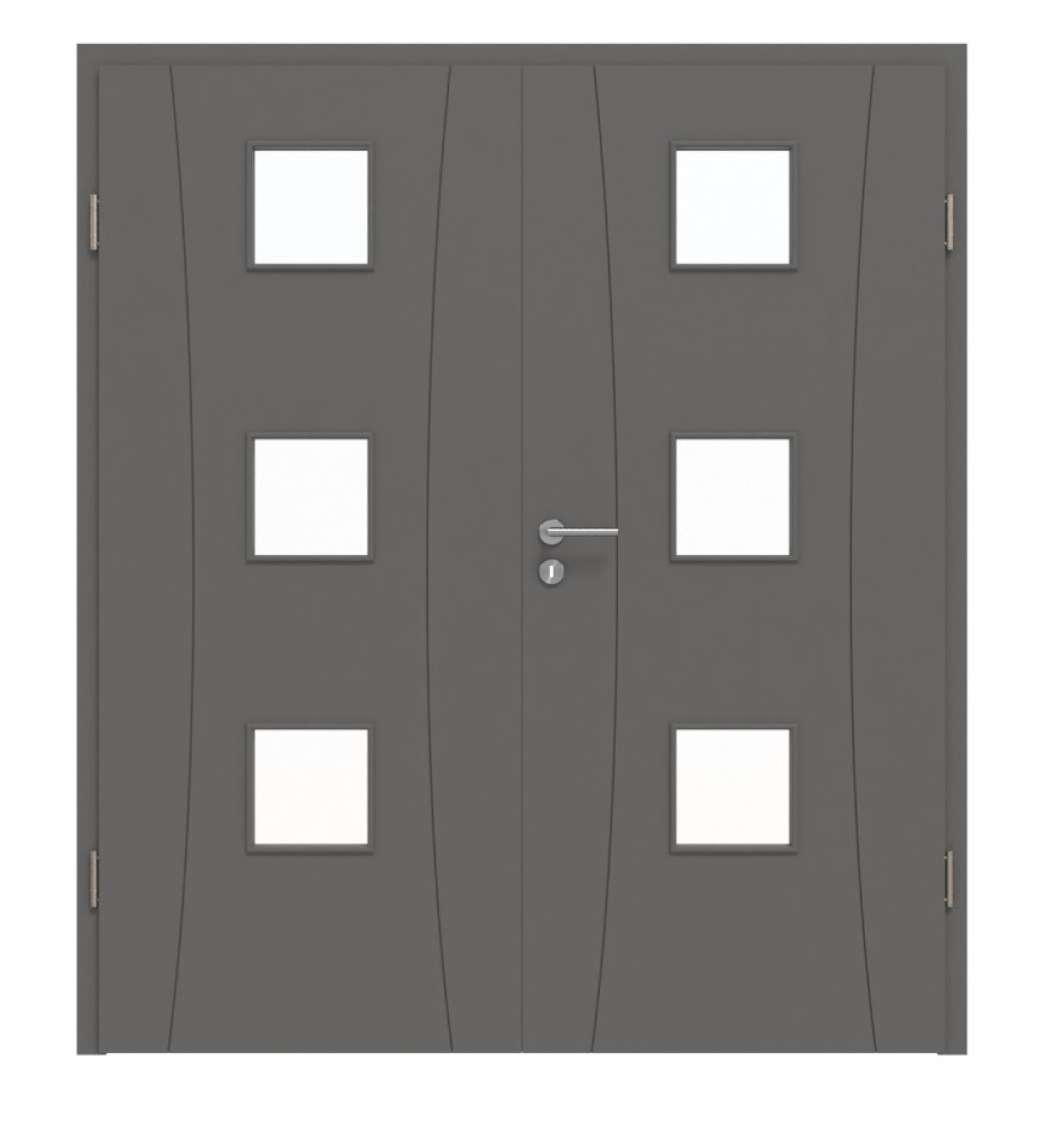 HÖRMANN Doppelflügeltür Groove 20 Staubgrau RAL 7037 Lack DesignLine mit Lichtausschnitt LA 10 mit Zarge