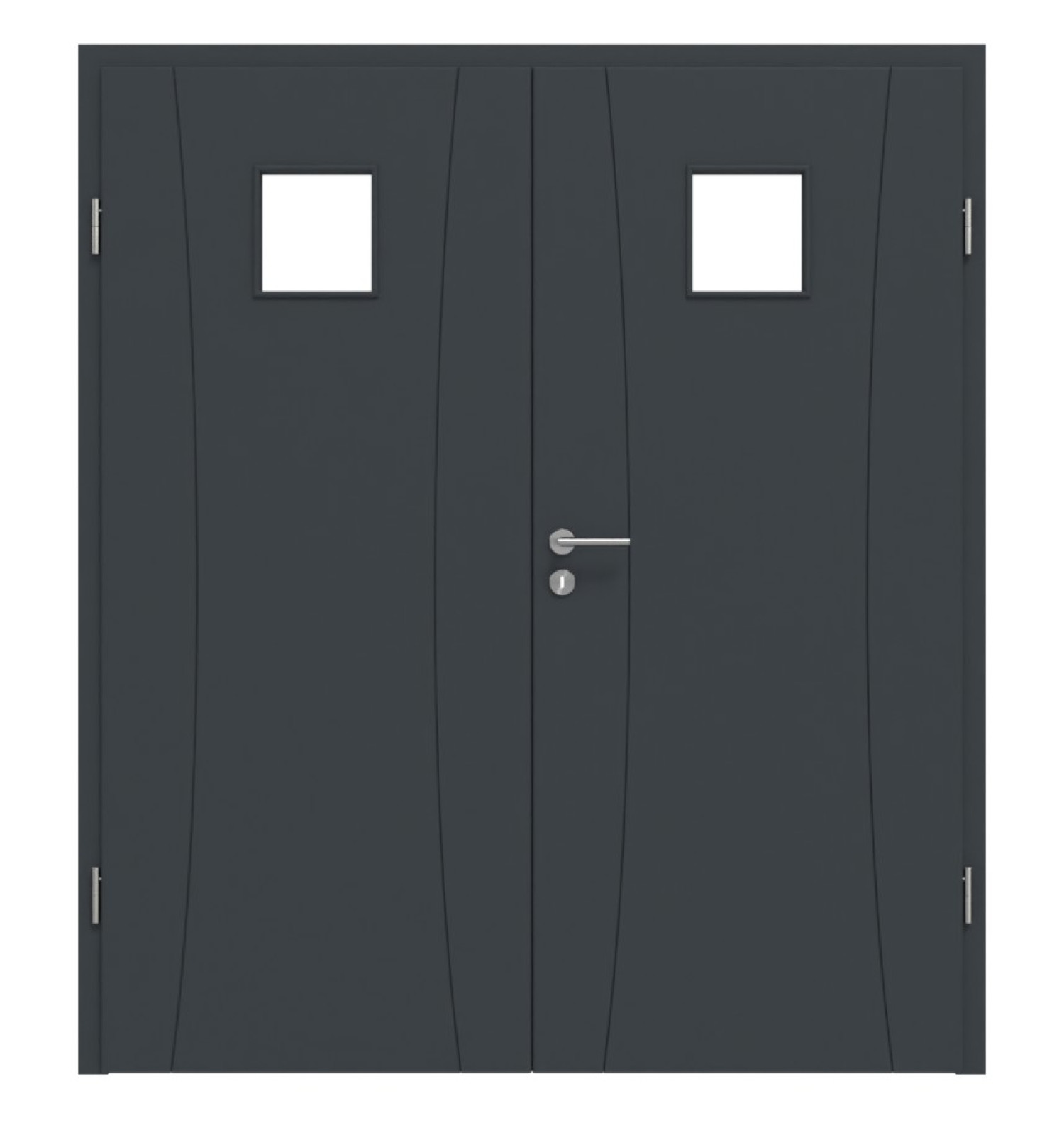 HÖRMANN Doppelflügeltür Groove 20 Anthrazit RAL 7016 Lack DesignLine mit Lichtausschnitt LA 14 mit Zarge