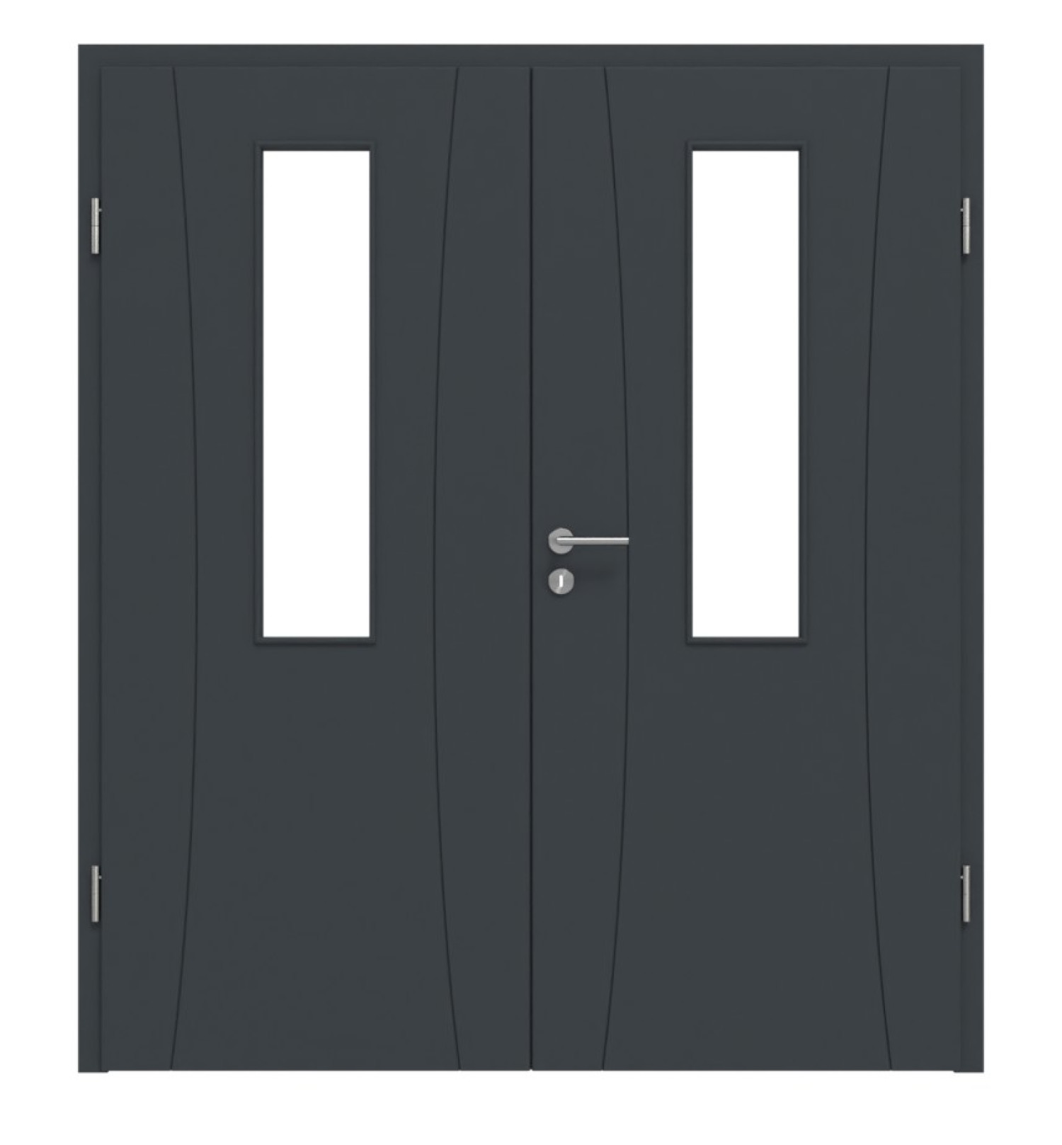 HÖRMANN Doppelflügeltür Groove 20 Anthrazit RAL 7016 Lack DesignLine mit Lichtausschnitt LA 4 mittig mit Zarge