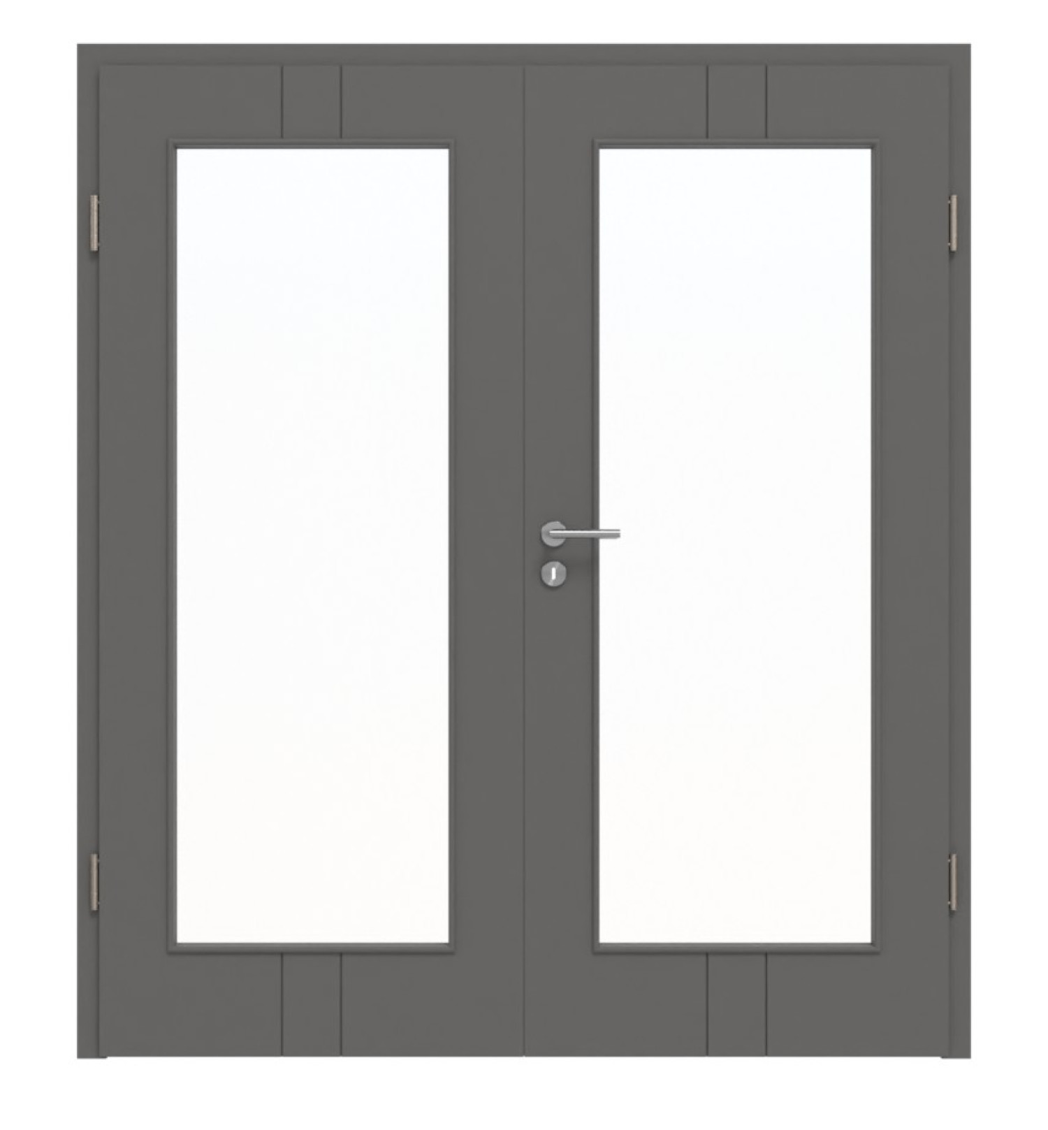 HÖRMANN Doppelflügeltür Groove 23 Staubgrau RAL 7037 Lack DesignLine mit Lichtausschnitt LA 8 mit Zarge