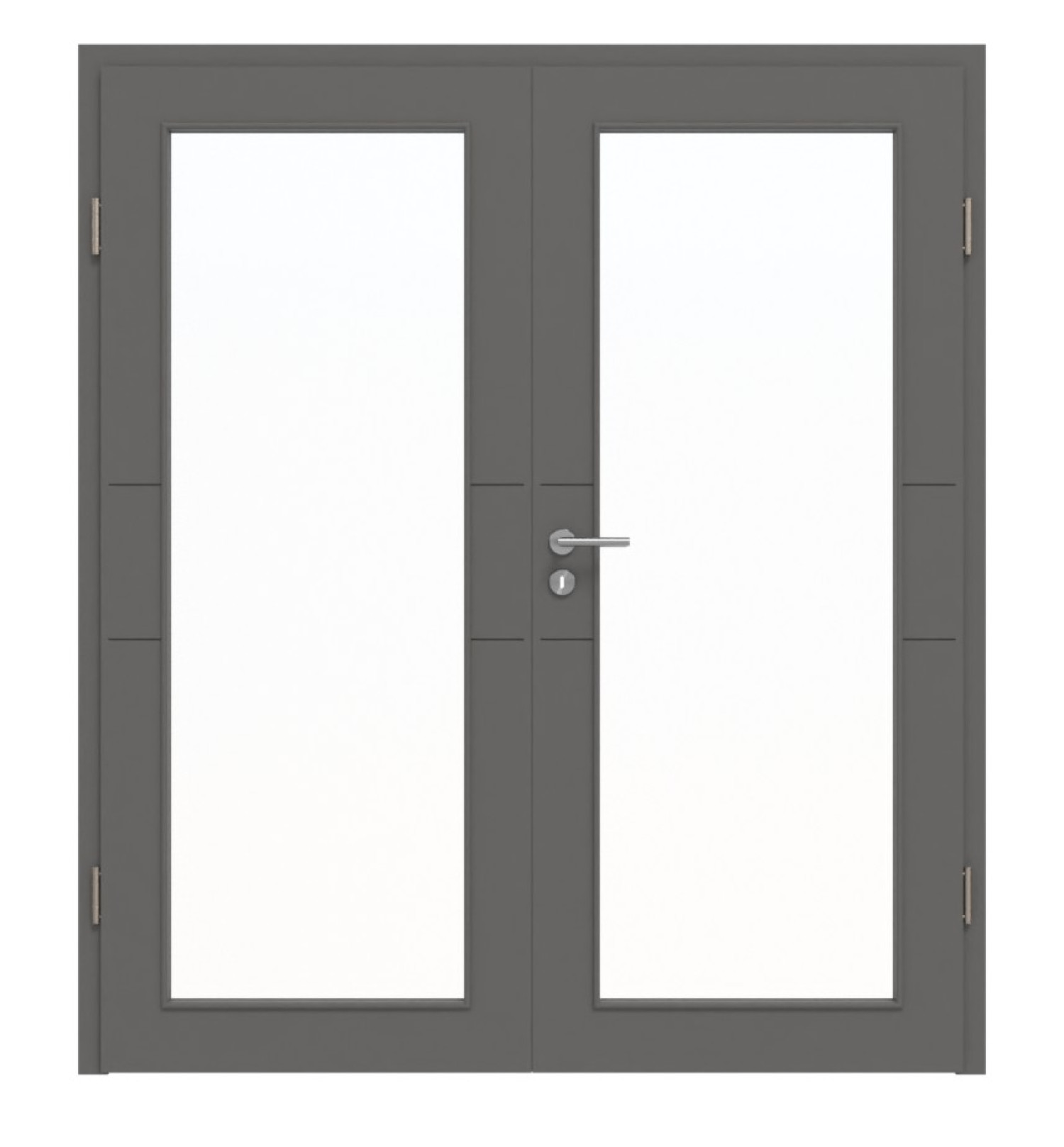 HÖRMANN Doppelflügeltür Groove 29 Staubgrau RAL 7037 Lack DesignLine mit Lichtausschnitt LA 27 mit Zarge