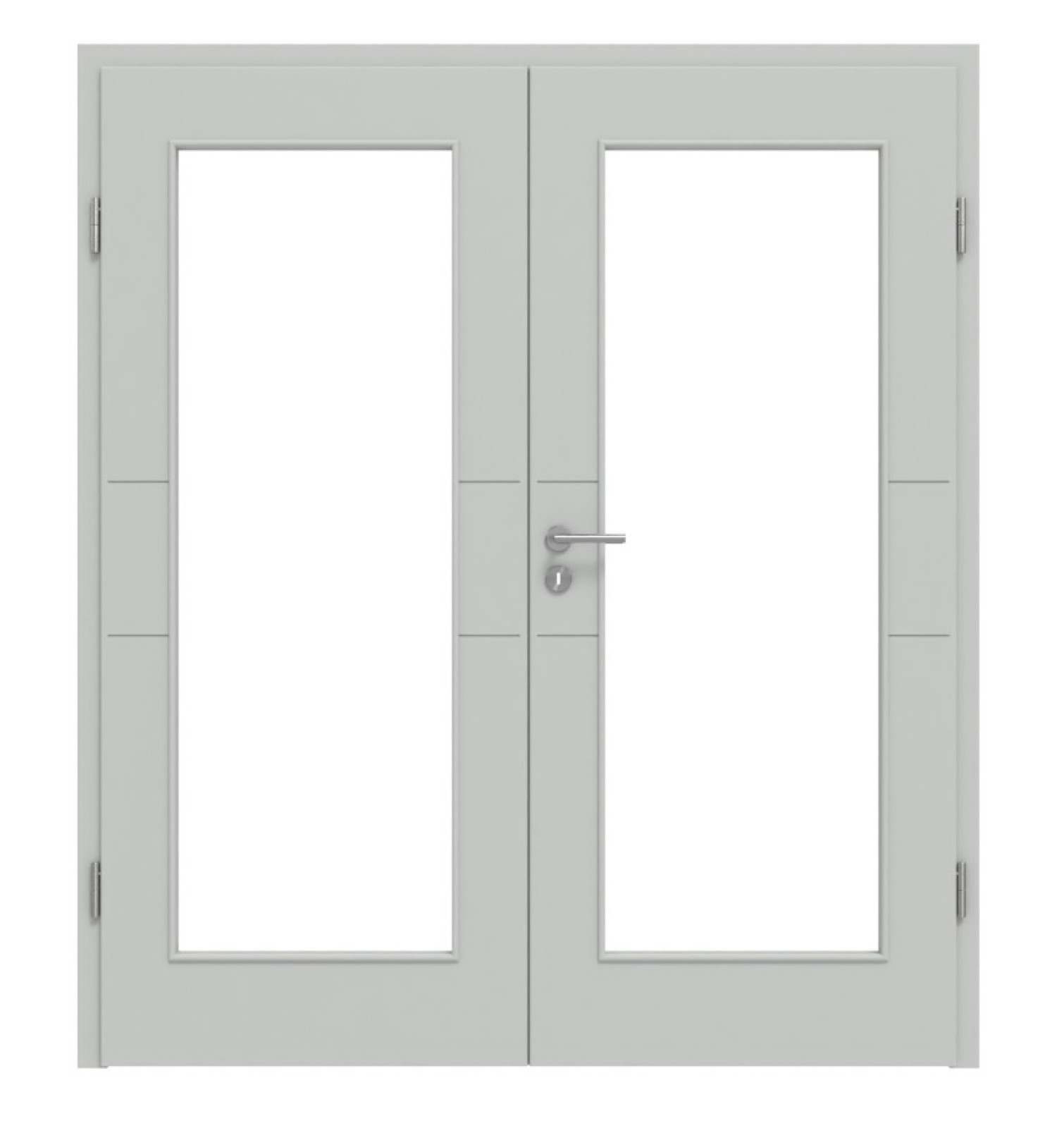 HÖRMANN Doppelflügeltür Groove 29 Grau RAL 7035 Lack DesignLine mit Lichtausschnitt LA 8 mit Zarge