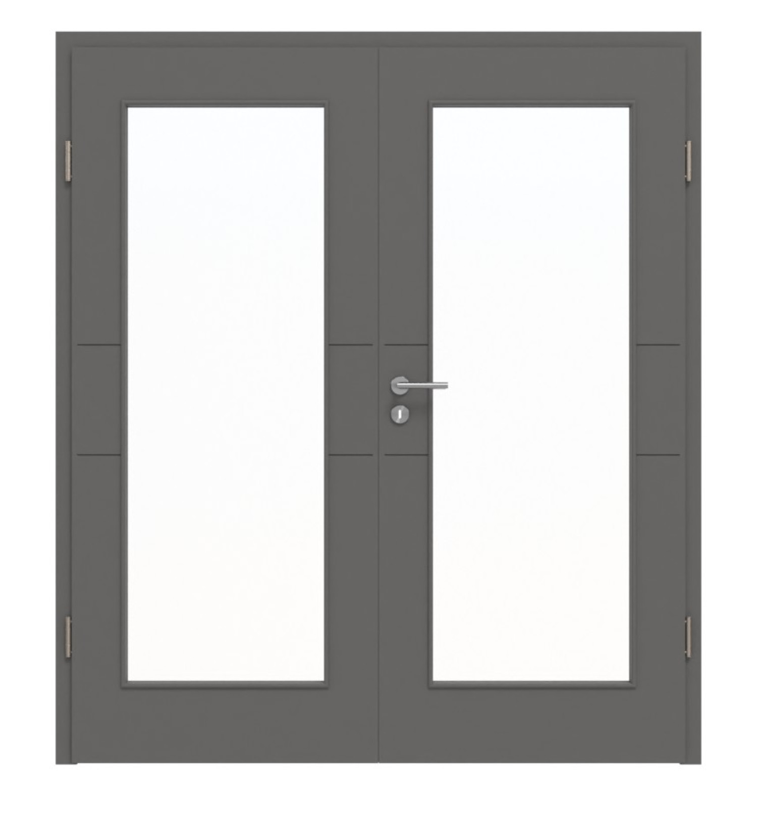 HÖRMANN Doppelflügeltür Groove 29 Staubgrau RAL 7037 Lack DesignLine mit Lichtausschnitt LA 8 mit Zarge