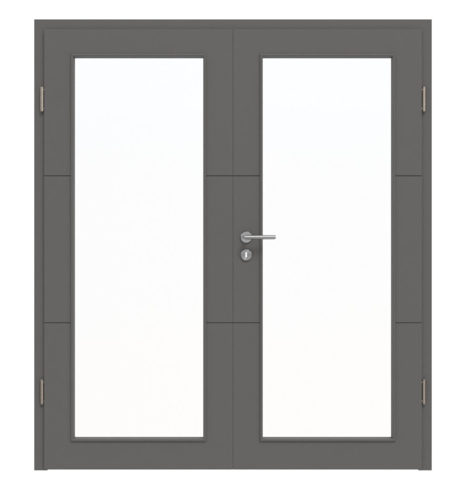 HÖRMANN Doppelflügeltür Groove 31 Staubgrau RAL 7037 Lack DesignLine mit Lichtausschnitt LA 27 mit Zarge