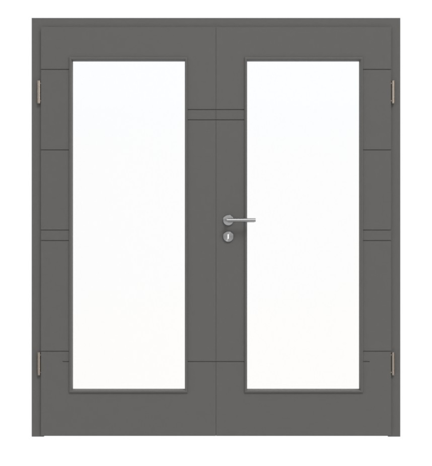 HÖRMANN Doppelflügeltür Groove 50 Staubgrau RAL 7037 Lack DesignLine mit Lichtausschnitt LA 8 mit Zarge