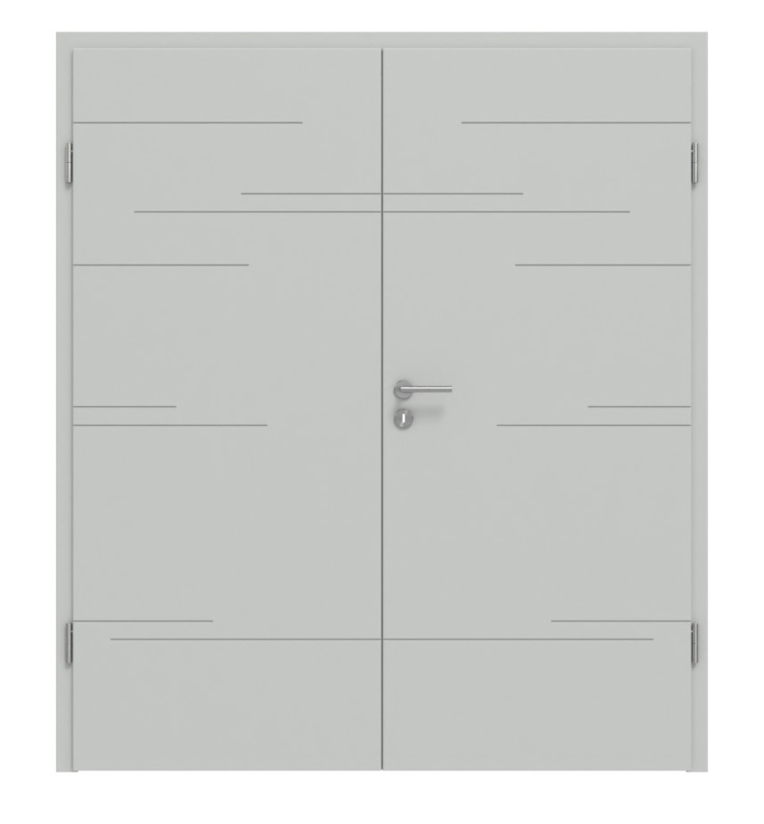 HÖRMANN Doppelflügeltür Groove 50 Grau RAL 7035 Lack DesignLine mit Zarge