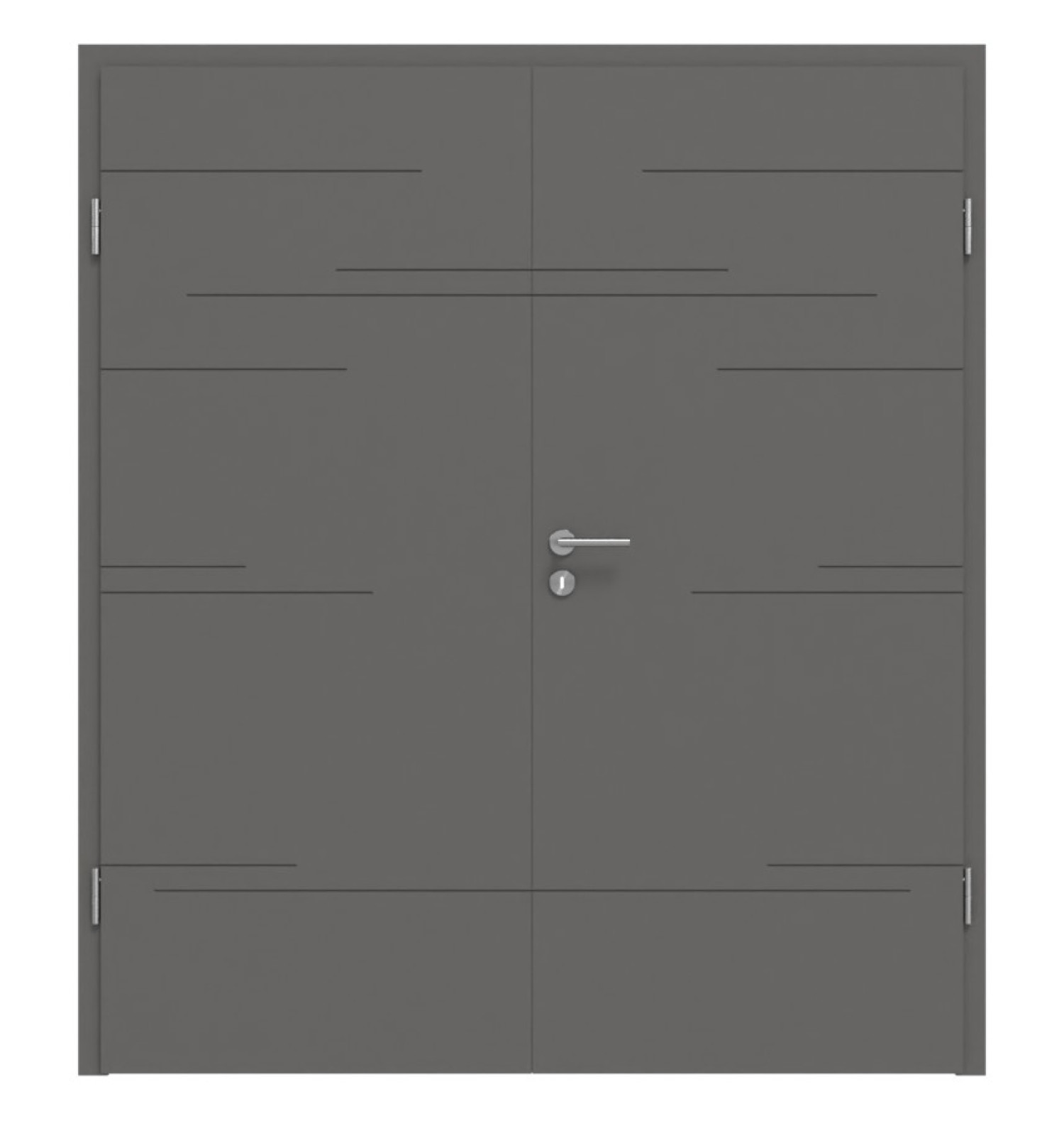 HÖRMANN Doppelflügeltür Groove 50 Staubgrau RAL 7037 Lack DesignLine mit Zarge