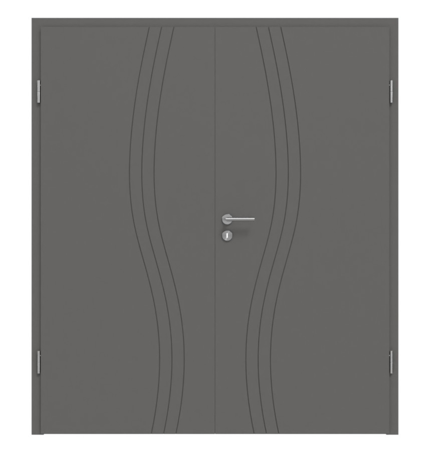 HÖRMANN Doppelflügeltür Groove 53 Staubgrau RAL 7037 Lack DesignLine mit Zarge