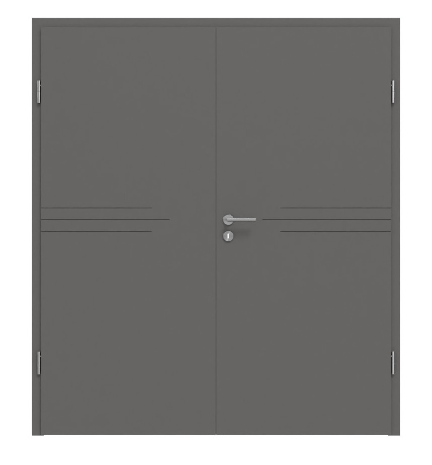 HÖRMANN Doppelflügeltür Groove 56 Staubgrau RAL 7037 Lack DesignLine mit Zarge