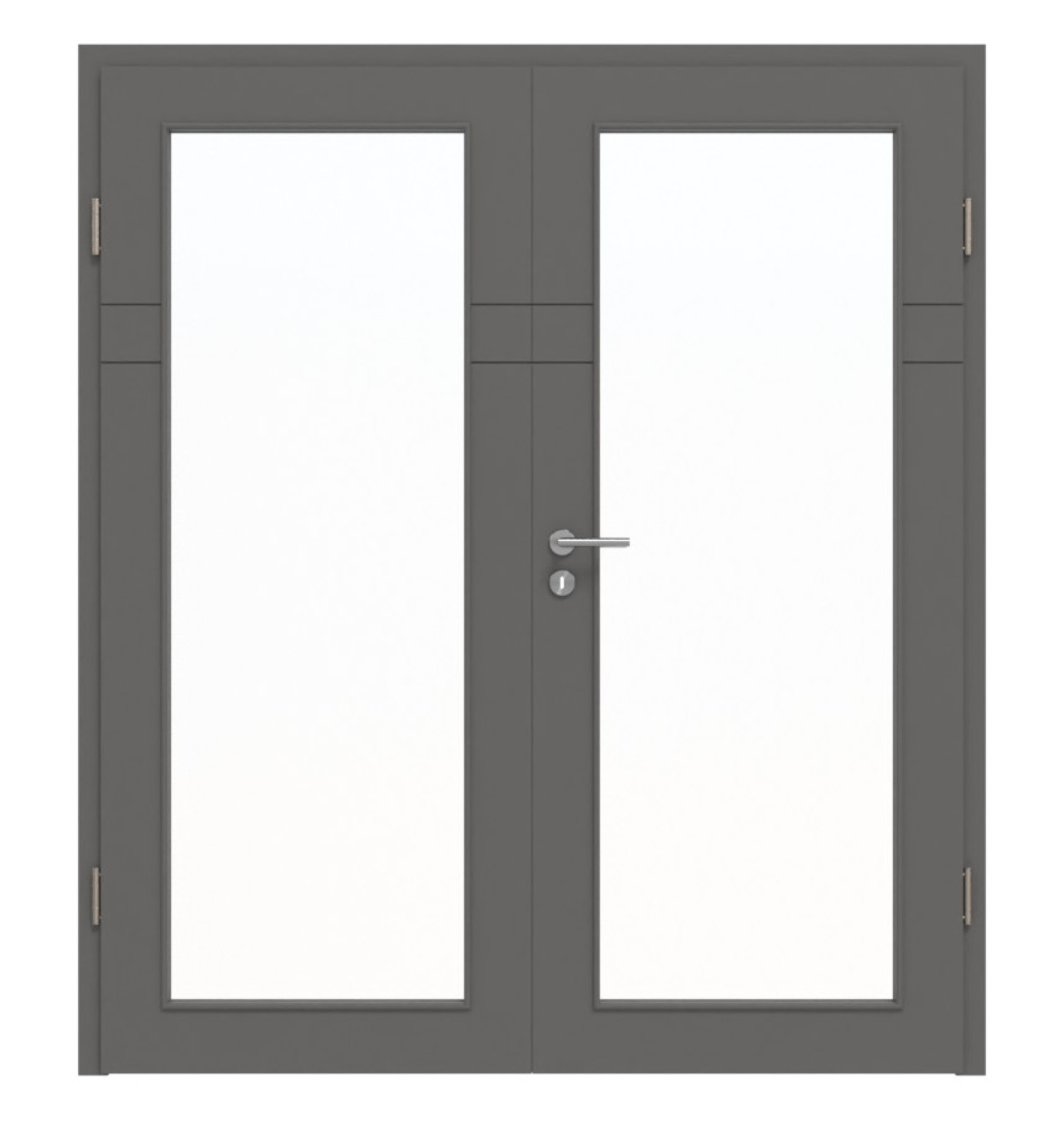 HÖRMANN Doppelflügeltür Groove 78 Staubgrau RAL 7037 Lack DesignLine mit Lichtausschnitt LA 27 mit Zarge