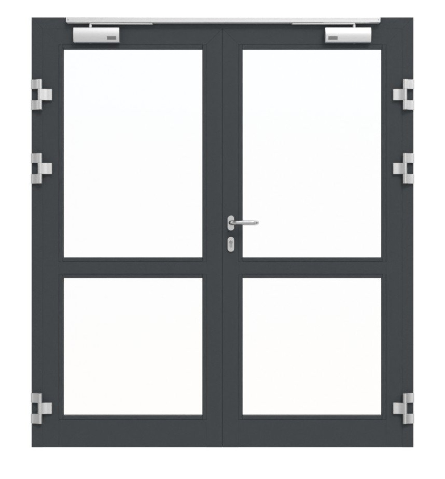 Frontansicht von Innentür-Set 2-flg. Aluminium Rohrrahmentür mit Feuerschutzfunktion HE 921 mit LA-02 inkl. Blockzarge - Hörmann