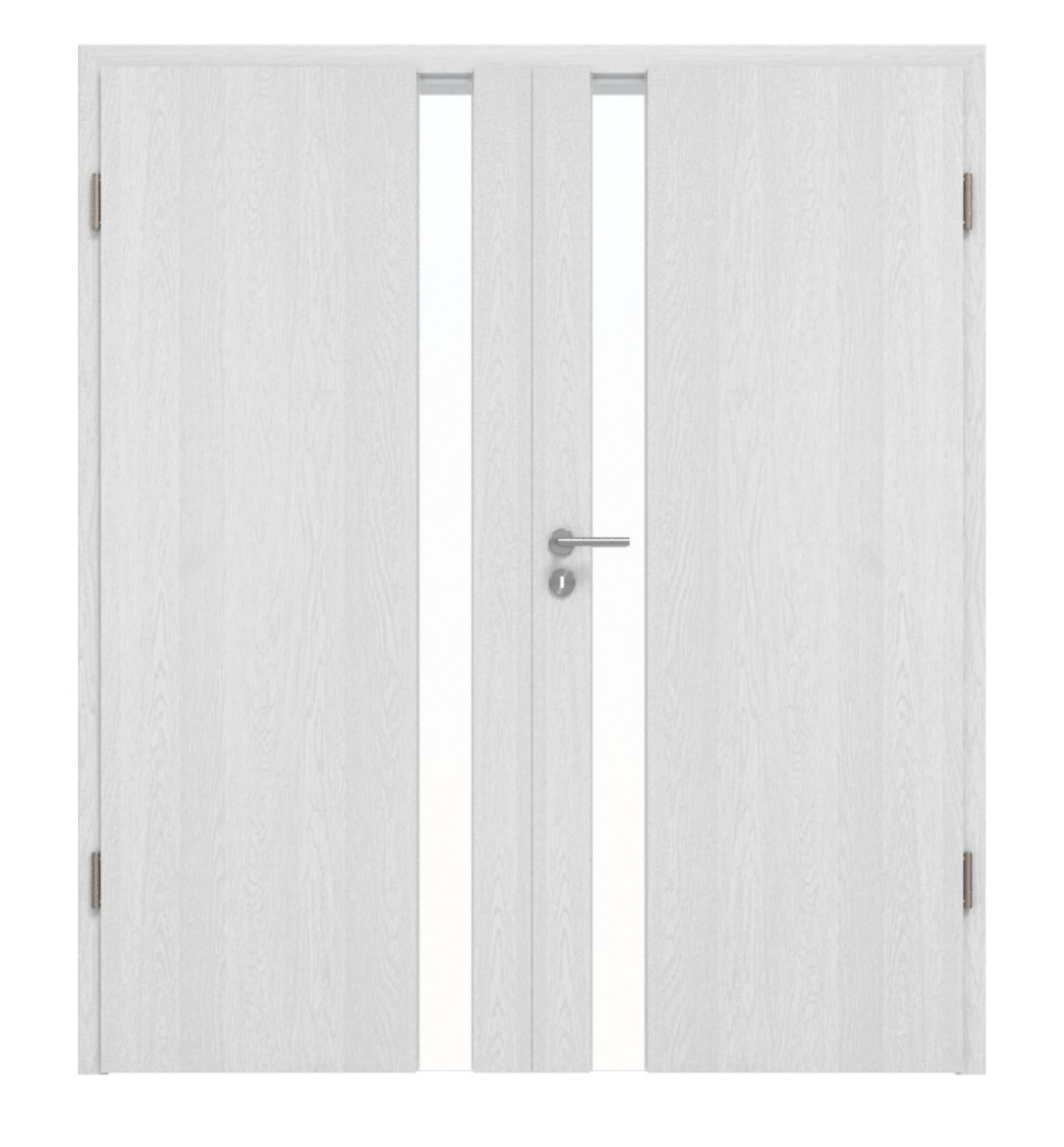 HÖRMANN Doppelflügeltür Pure 1 Eiche Weiß Duradecor DesignLine mit Lichtausschnitt Schlossseite mit Zarge