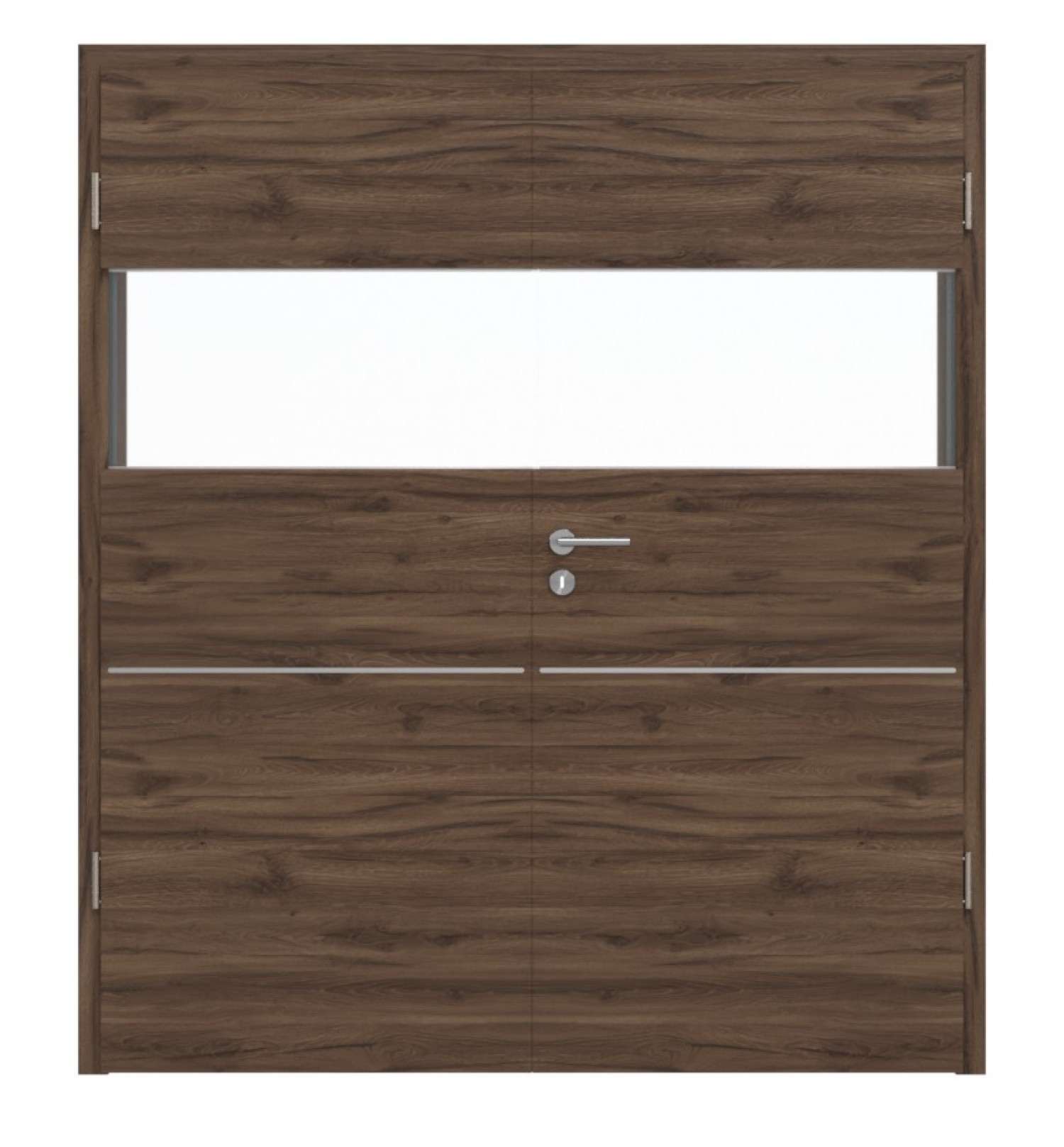 HÖRMANN Doppelflügeltür Pure 2 Alpineiche quer Duradecor DesignLine mit Lichtausschnitt quer mit bündiger Lisene Plain 79-7 mit Zarge