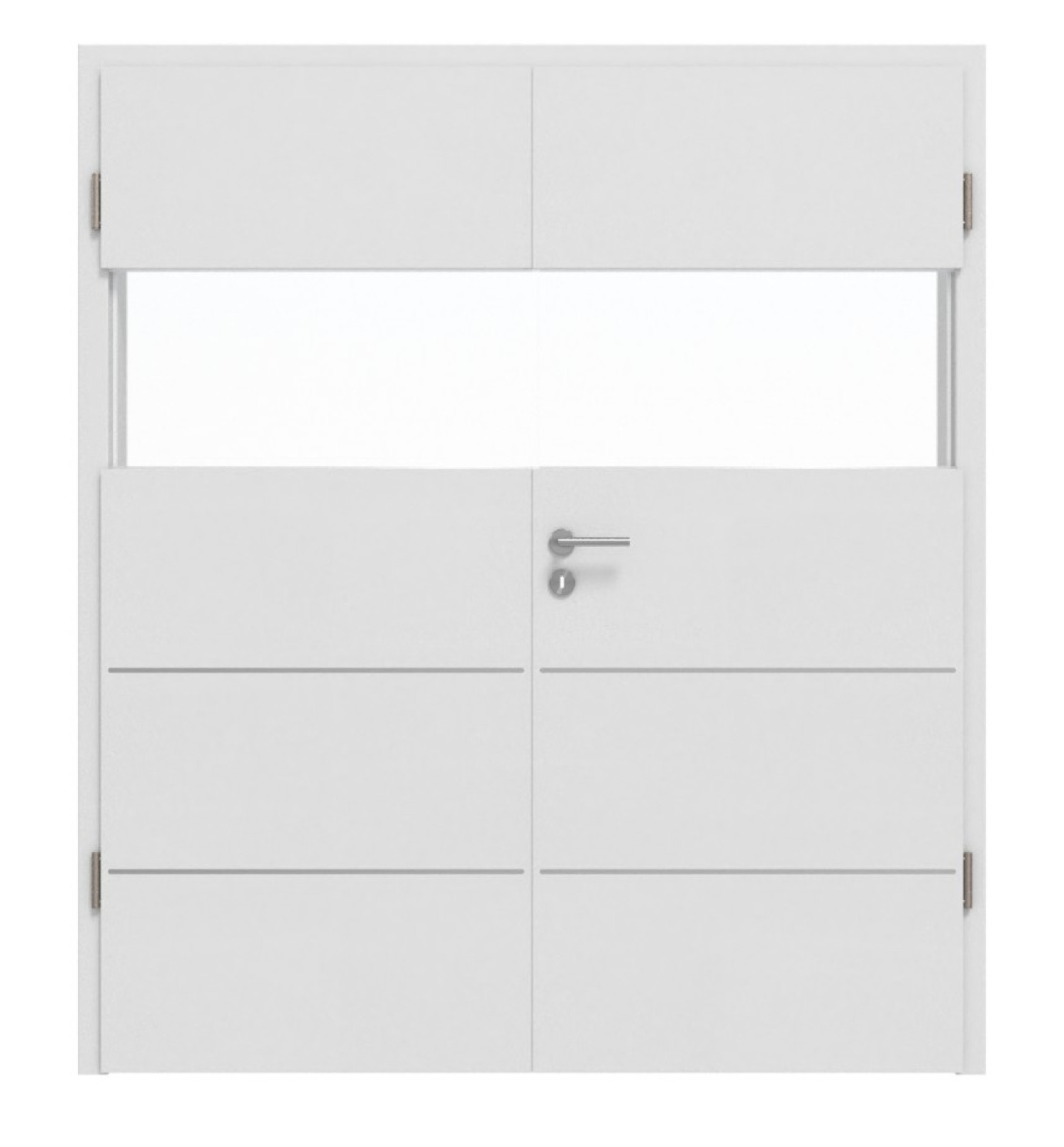 HÖRMANN Doppelflügeltür Pure 2 Bütte Weiß Duradecor DesignLine mit Lichtausschnitt quer mit bündiger Lisene Plain 80-7 mit Zarge