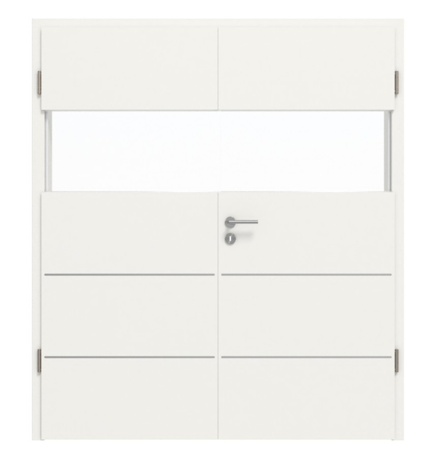 HÖRMANN Doppelflügeltür Pure 2 Weißlack DesignLine mit Lichtausschnitt quer mit bündiger Lisene Plain 80-7 mit Zarge