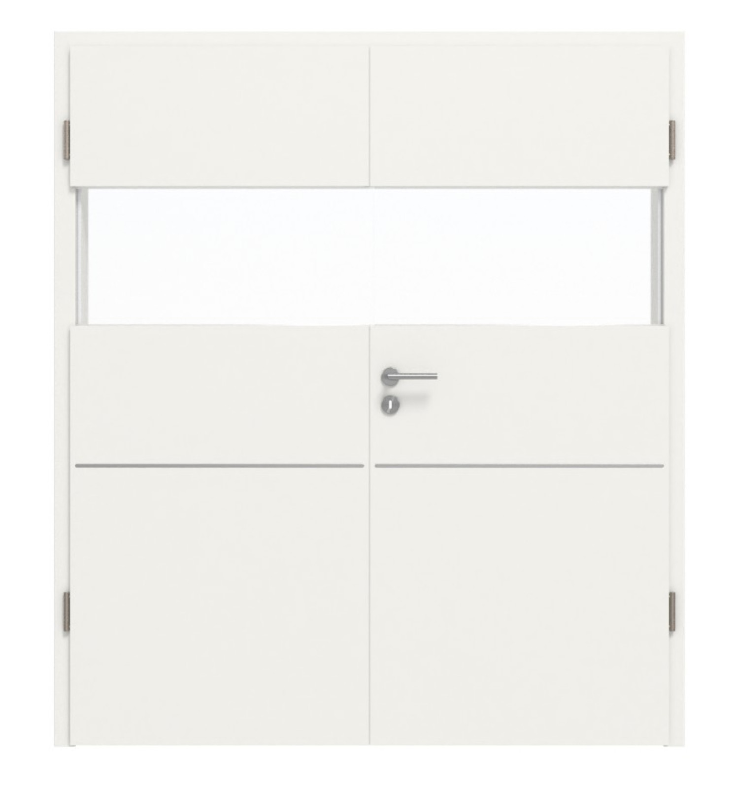 HÖRMANN Doppelflügeltür Pure 2 Weißlack DesignLine mit Lichtausschnitt quer mit Lisene Plain 79 mit Zarge