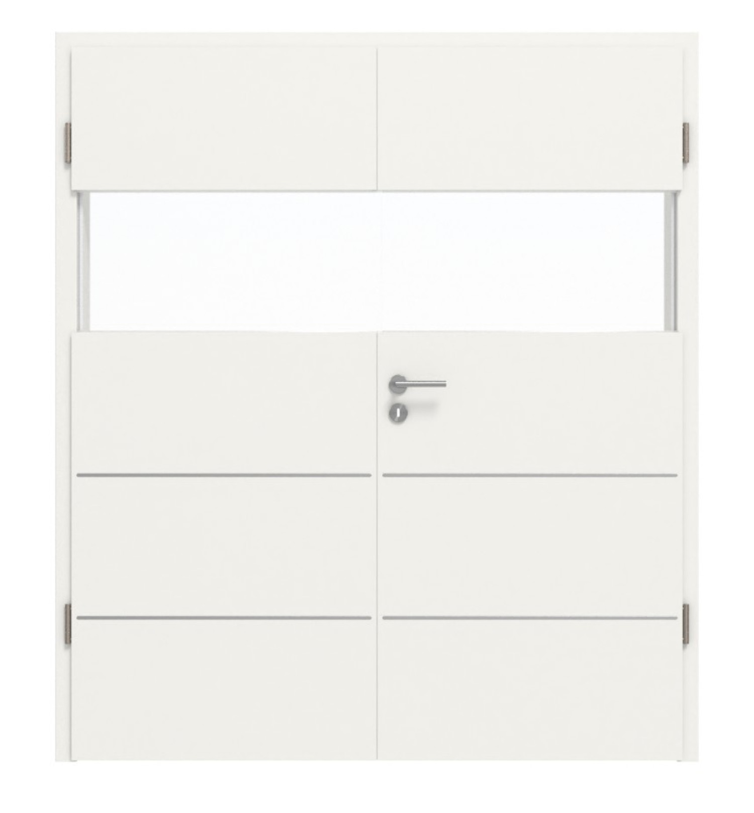 HÖRMANN Doppelflügeltür Pure 2 Weißlack DesignLine mit Lichtausschnitt quer mit Lisene Plain 80 mit Zarge