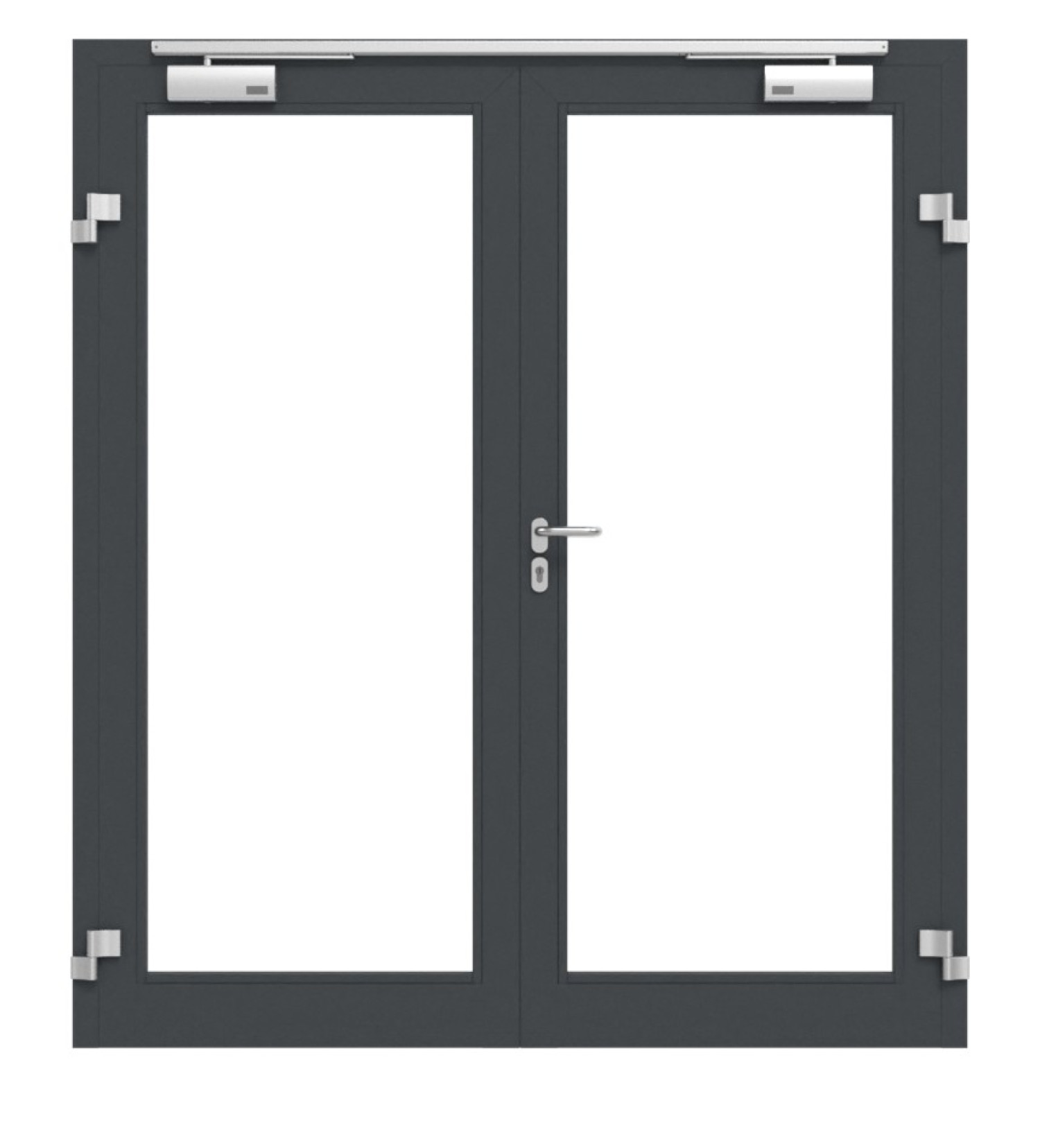 HÖRMANN Innentür-Set 2-flg. Aluminium Rohrrahmentür mit Rauchschutzfunktion RS 250 mit Lichtausschnitt LA-01 inkl. Blockzarge