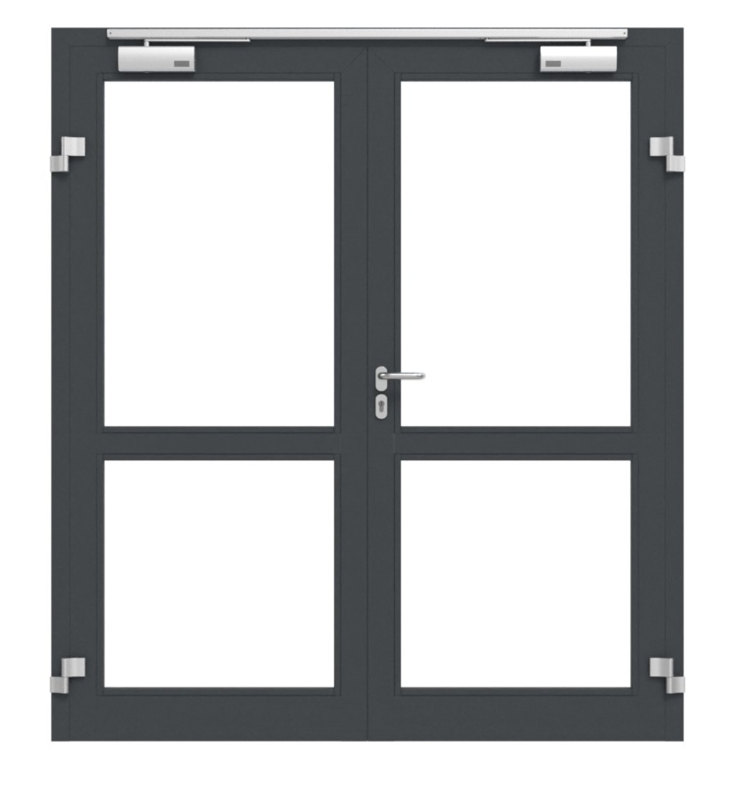 HÖRMANN Innentür-Set 2-flg. Aluminium Rohrrahmentür mit Rauchschutzfunktion RS 250 mit Lichtausschnitt LA-02 inkl. Blockzarge