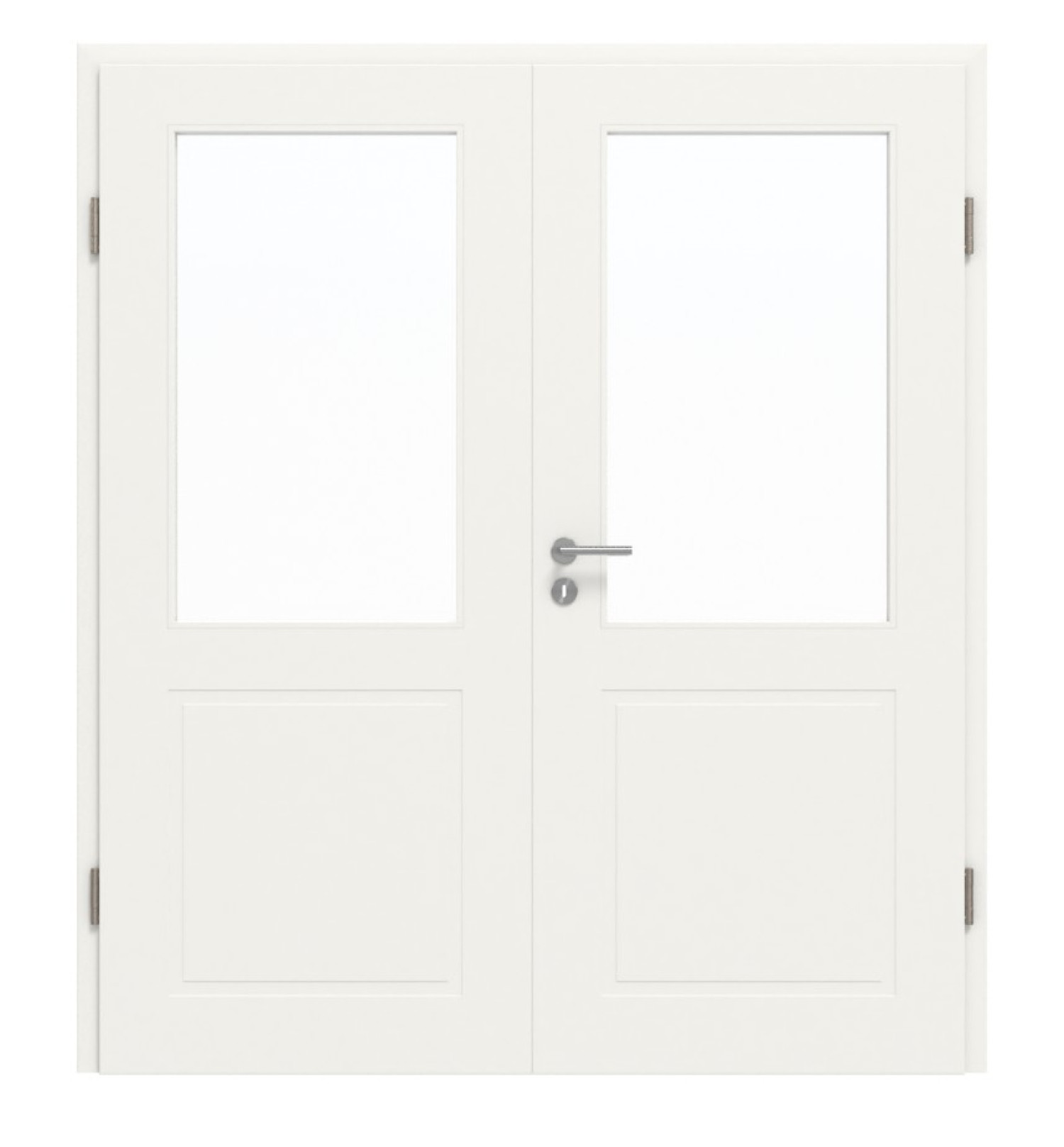 JELD-WEN Doppelflügeltür Shape 2F/3F Brillantweiß ähnl. RAL 9016 ExpertLack mit Lichtausschnitt LA-1G mit Zarge