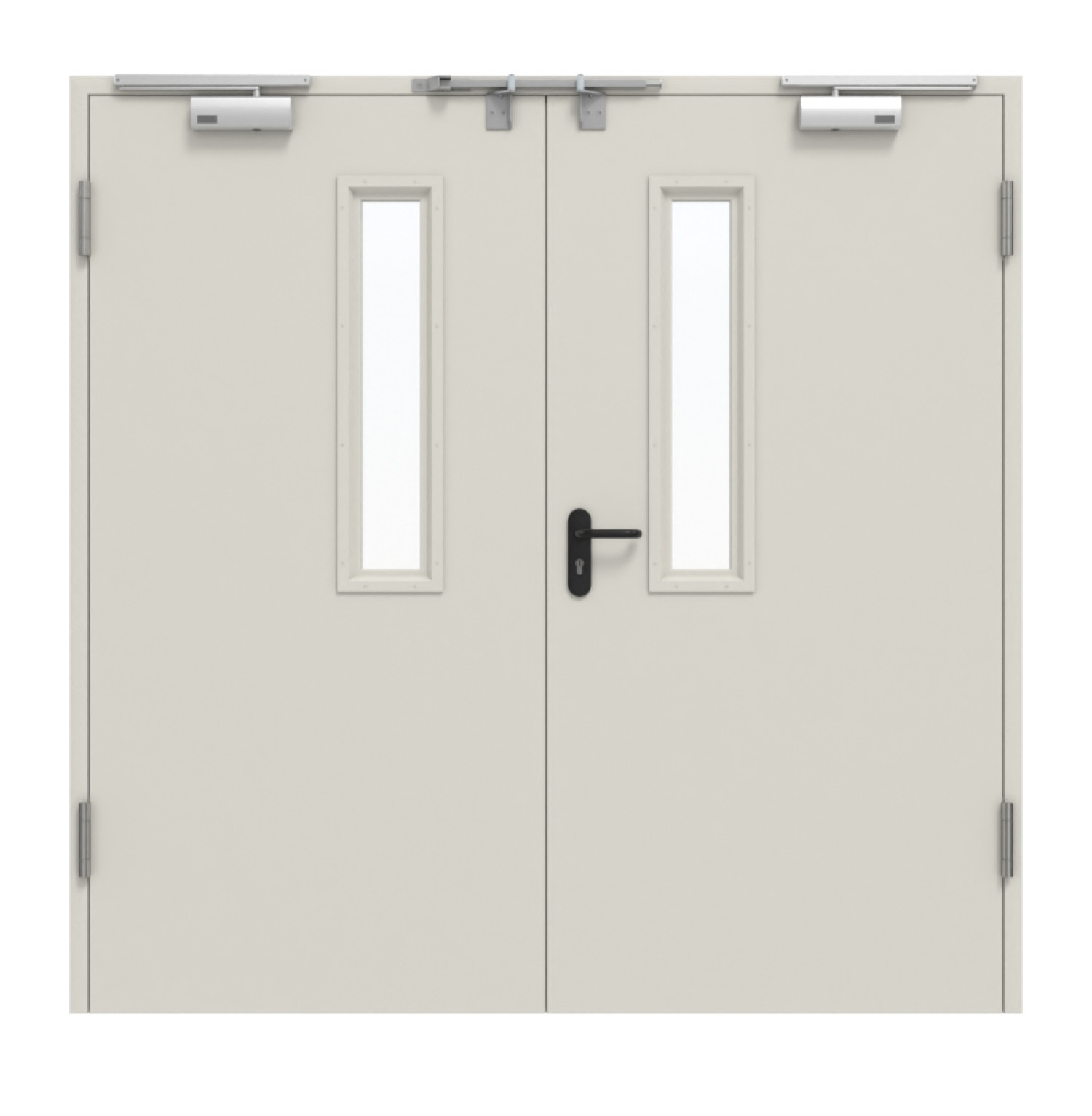 Frontansicht von Innentür-Set 2-flg Stahl mit Feuerschutzfunktion STU/STS T30-2 mit LA-B1 inkl. 2-schaliger Umfassungszarge - Hörmann
